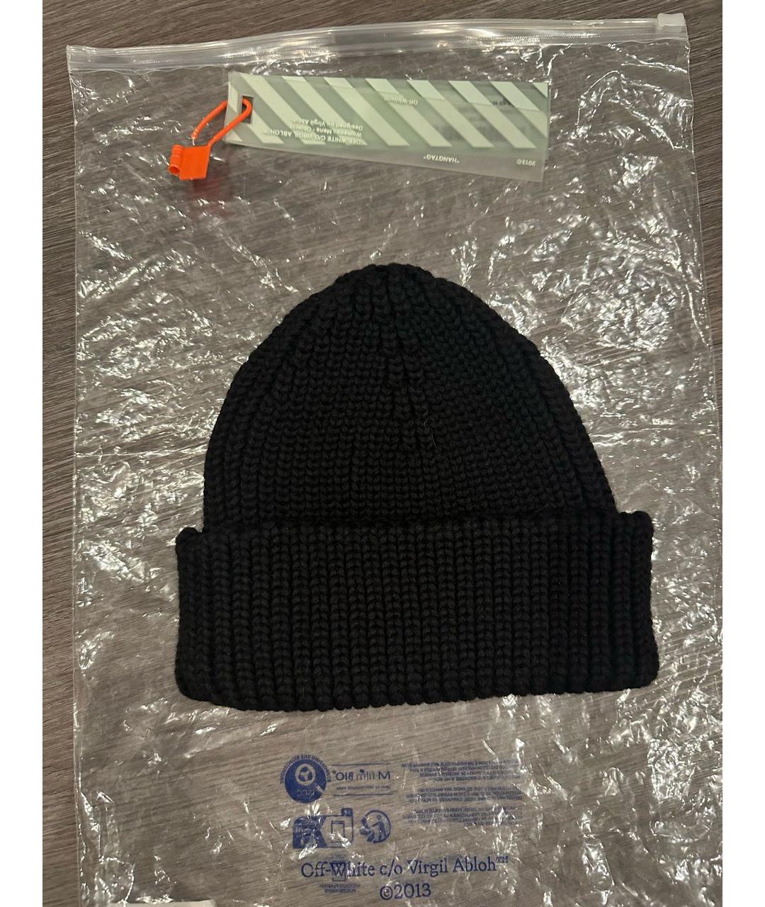 OFF-WHITE Черная шерстяная шапка, фото 2