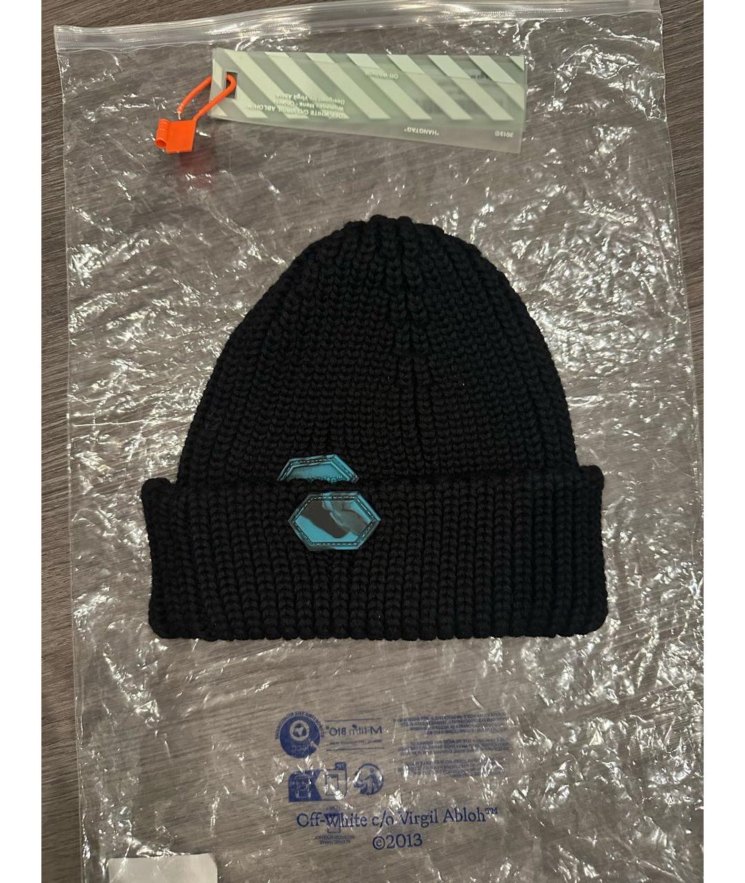 OFF-WHITE Черная шерстяная шапка, фото 6
