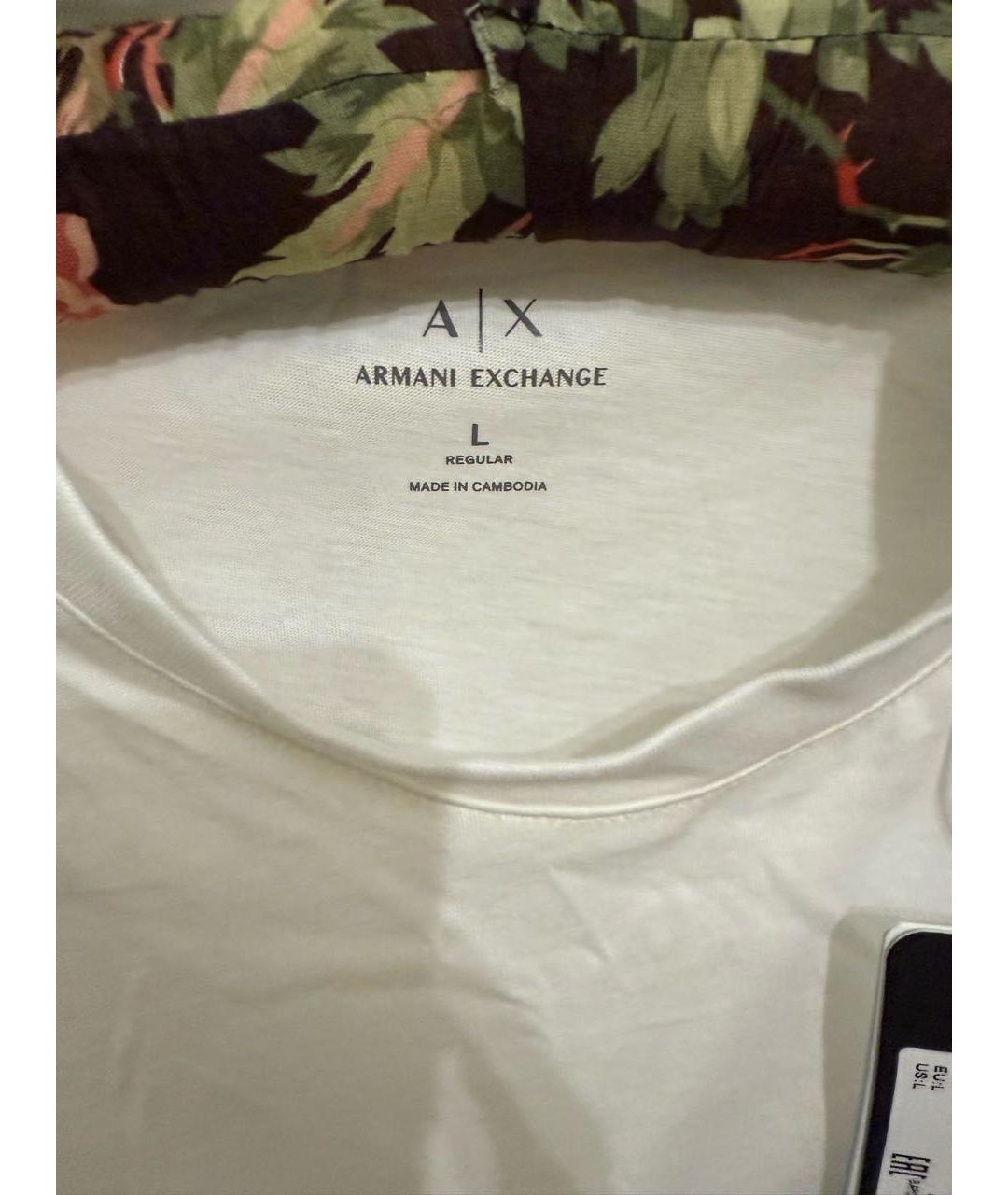 ARMANI EXCHANGE Белая хлопковая футболка, фото 4