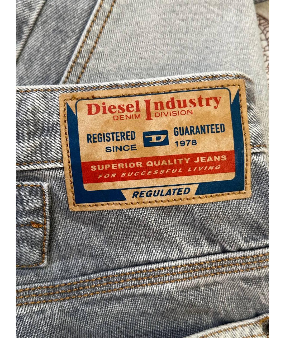 DIESEL Голубые хлопковые прямые джинсы, фото 4