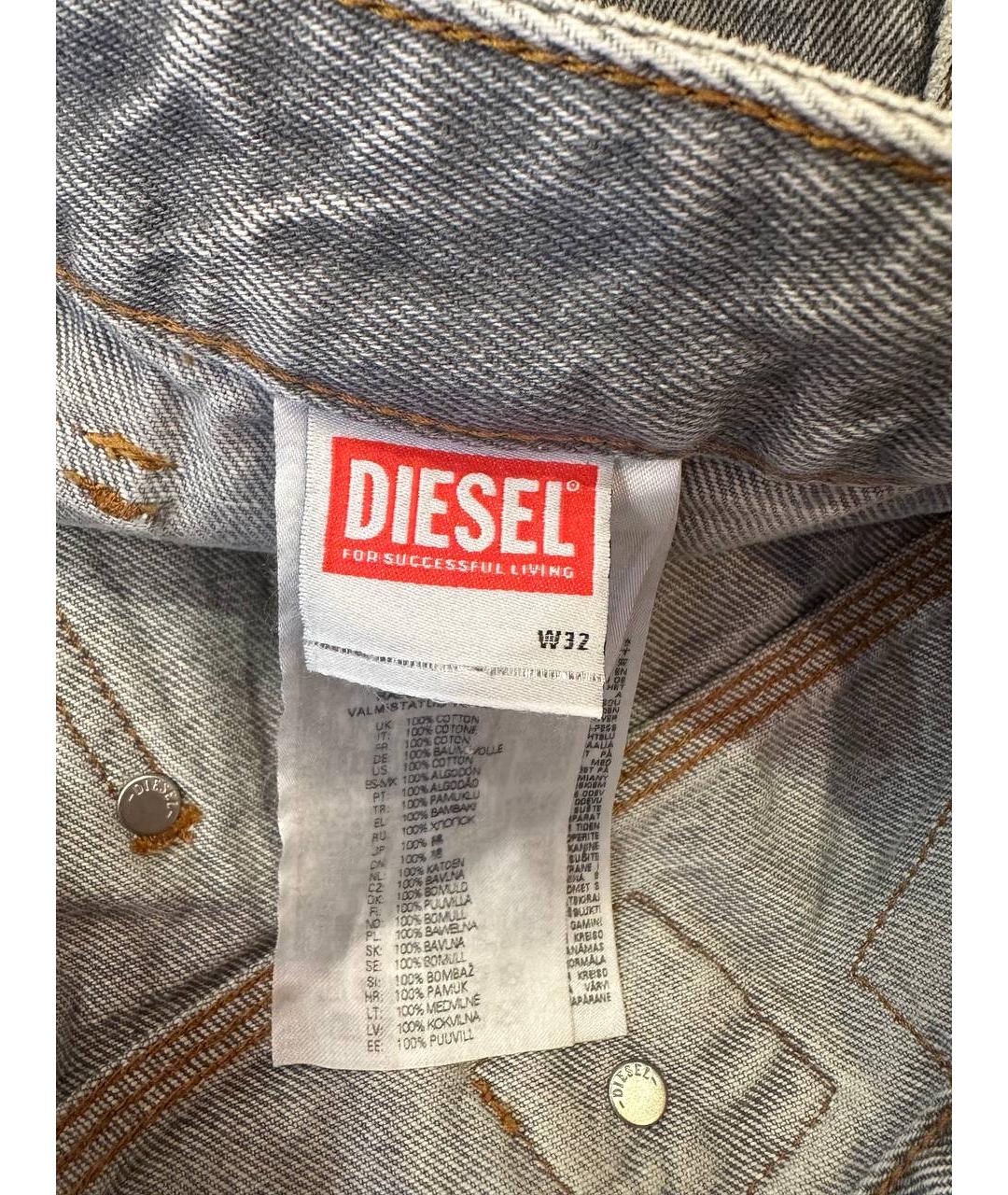 DIESEL Голубые хлопковые прямые джинсы, фото 5