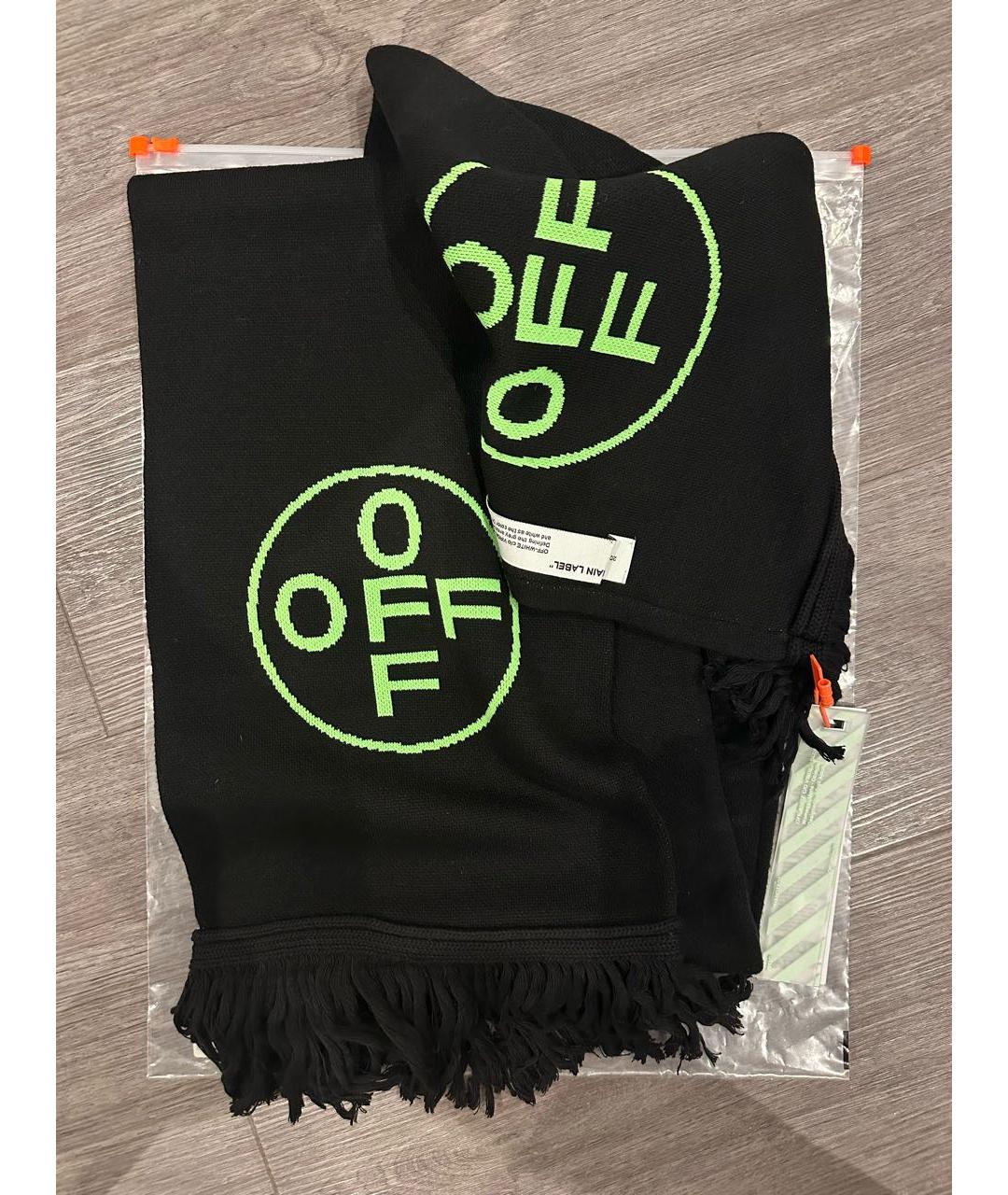 OFF-WHITE Черный шерстяной шарф, фото 3