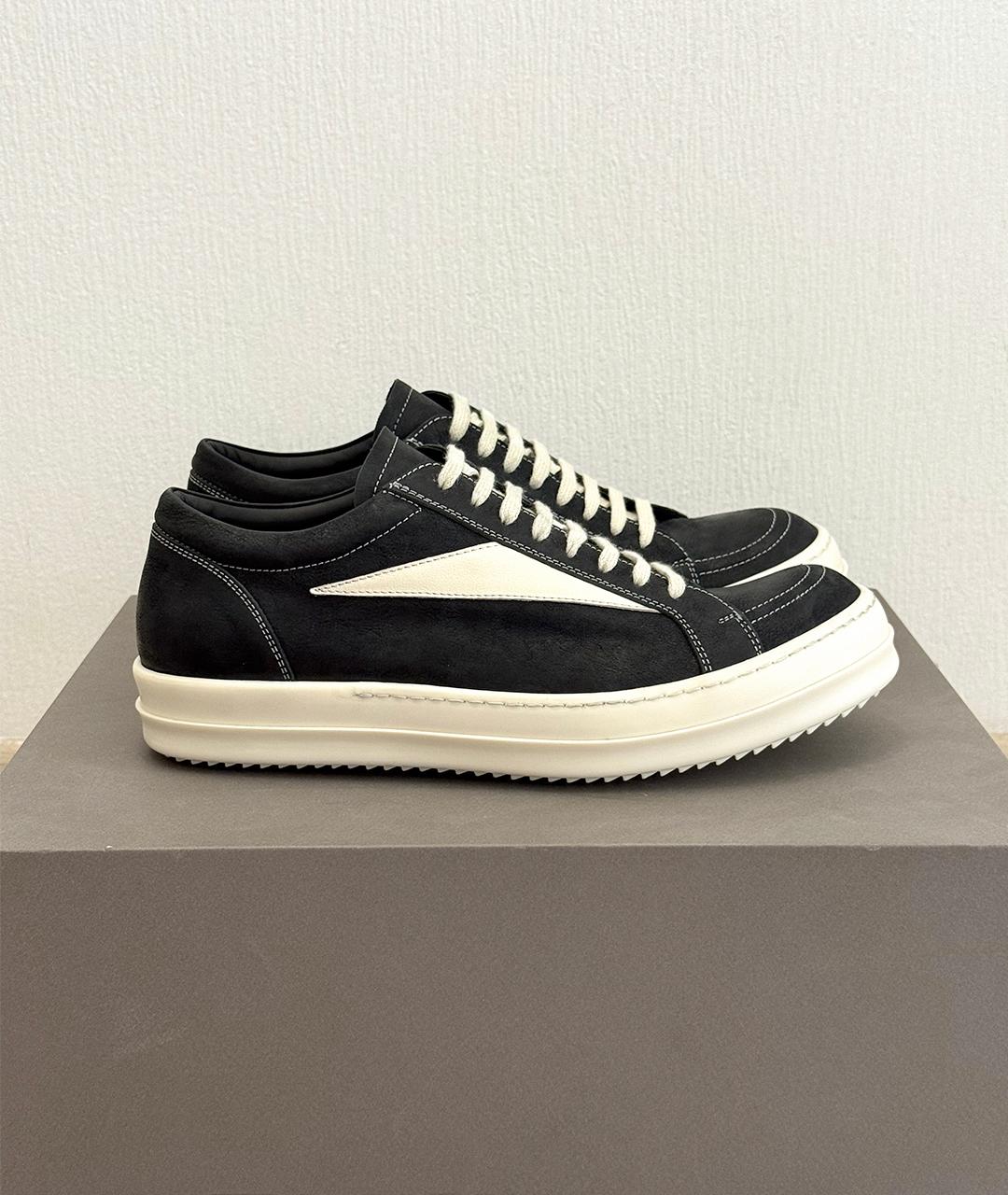 RICK OWENS Черные кожаные низкие кроссовки / кеды, фото 5