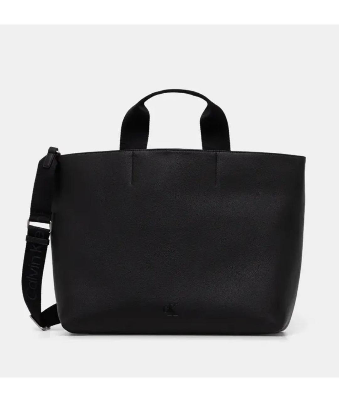 CALVIN KLEIN Черная сумка тоут из искусственной кожи, фото 3