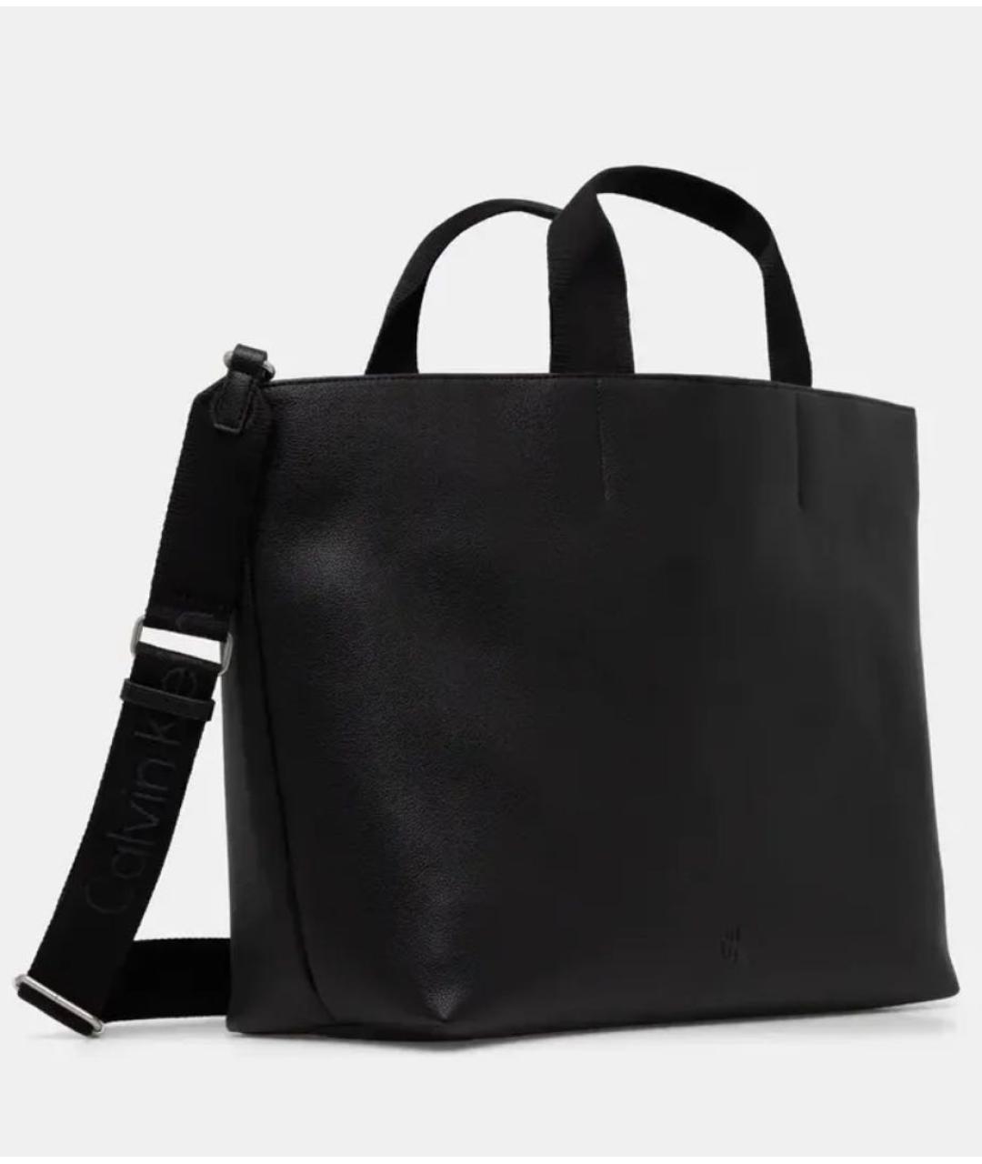 CALVIN KLEIN Черная сумка тоут из искусственной кожи, фото 2