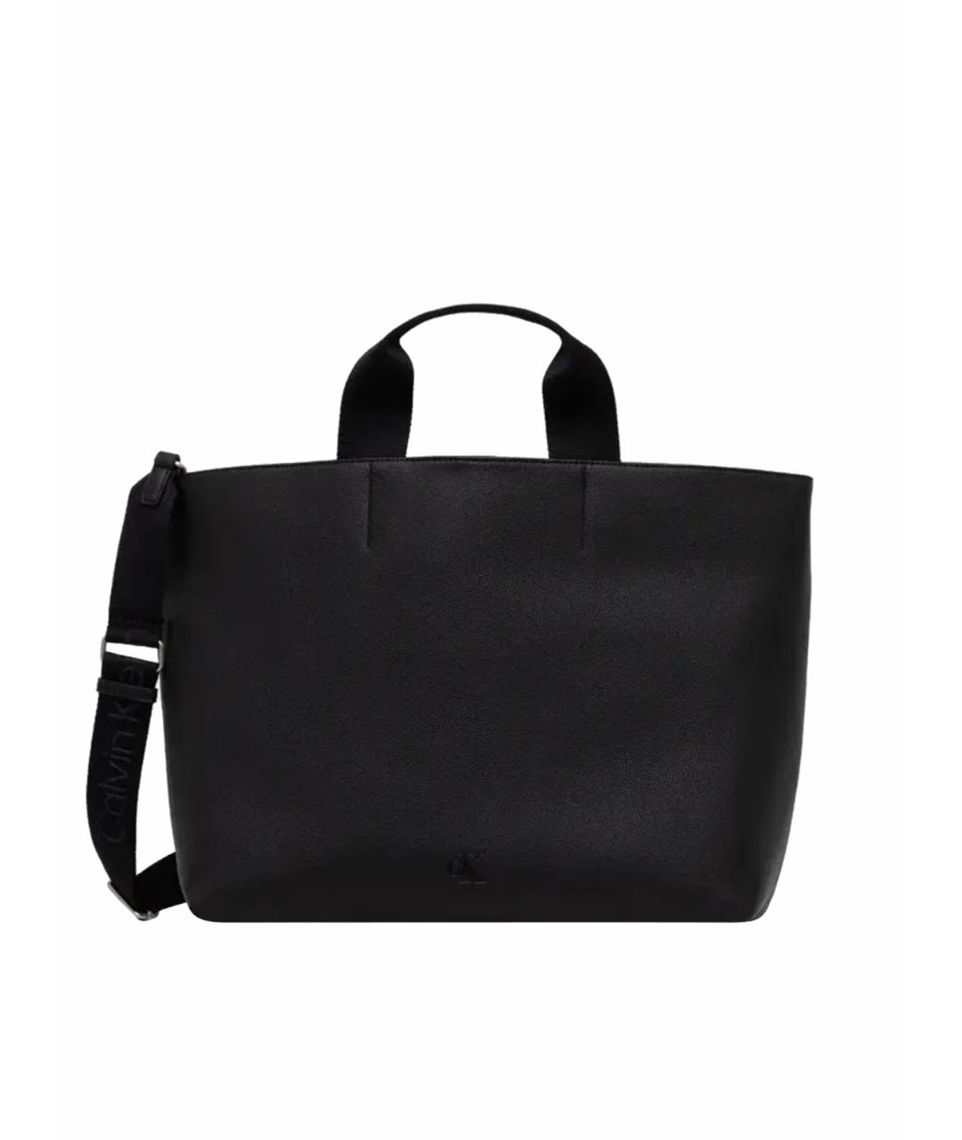 CALVIN KLEIN Черная сумка тоут из искусственной кожи, фото 1