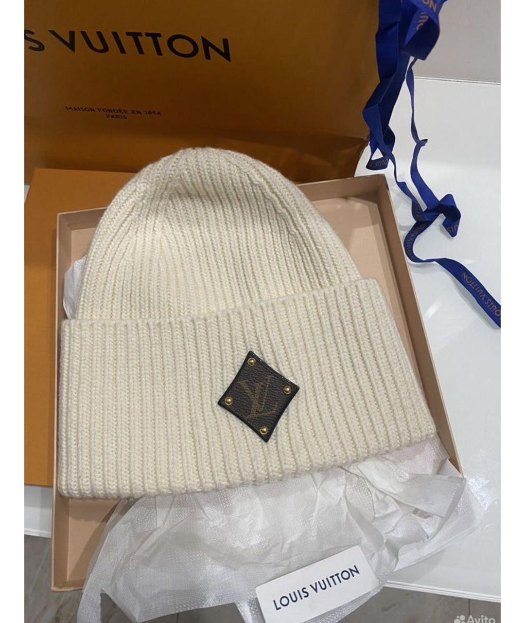 LOUIS VUITTON Белая шерстяная шапка, фото 4