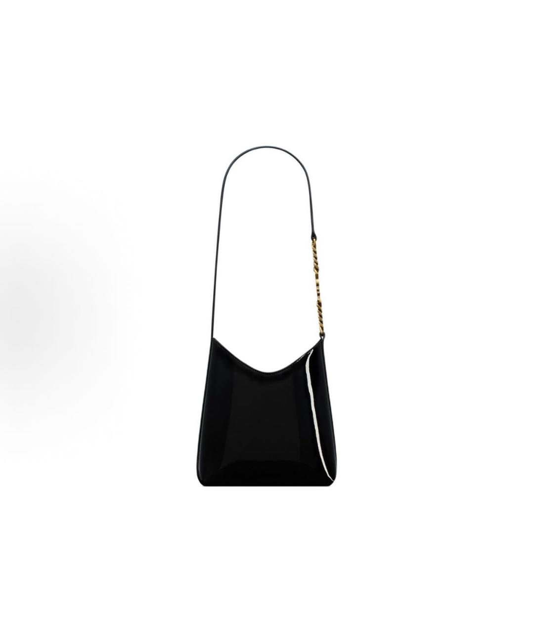 SAINT LAURENT Черная сумка с короткими ручками из лакированной кожи, фото 3