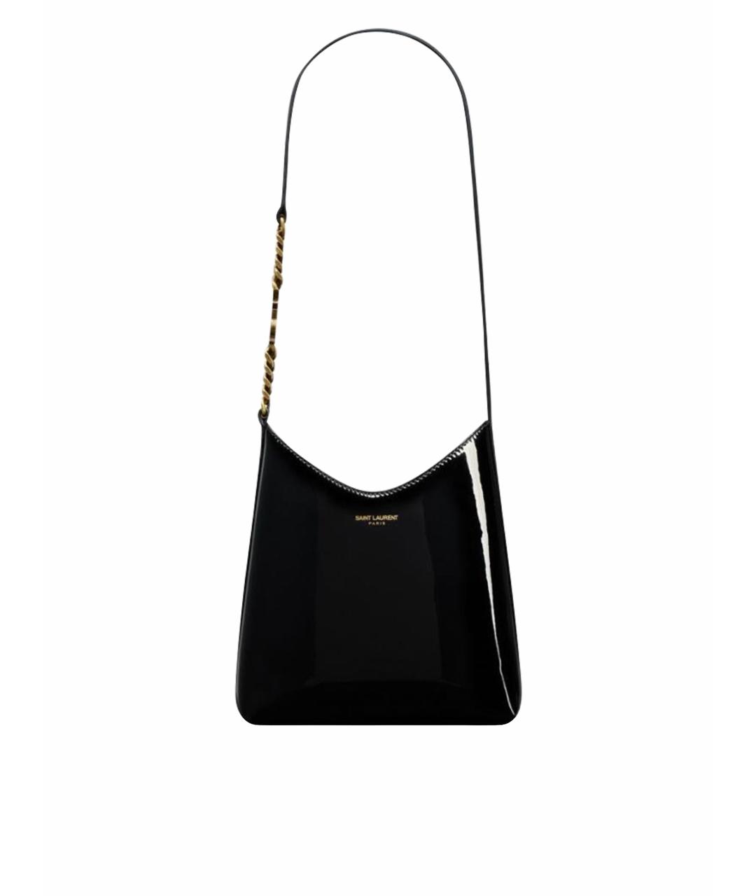 SAINT LAURENT Черная сумка с короткими ручками из лакированной кожи, фото 1