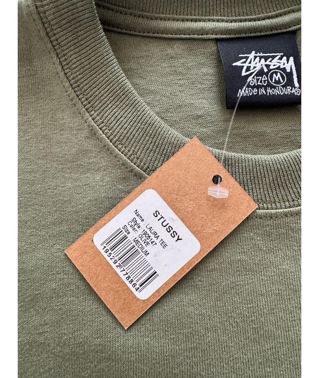 STUSSY Хаки хлопковая футболка, фото 6