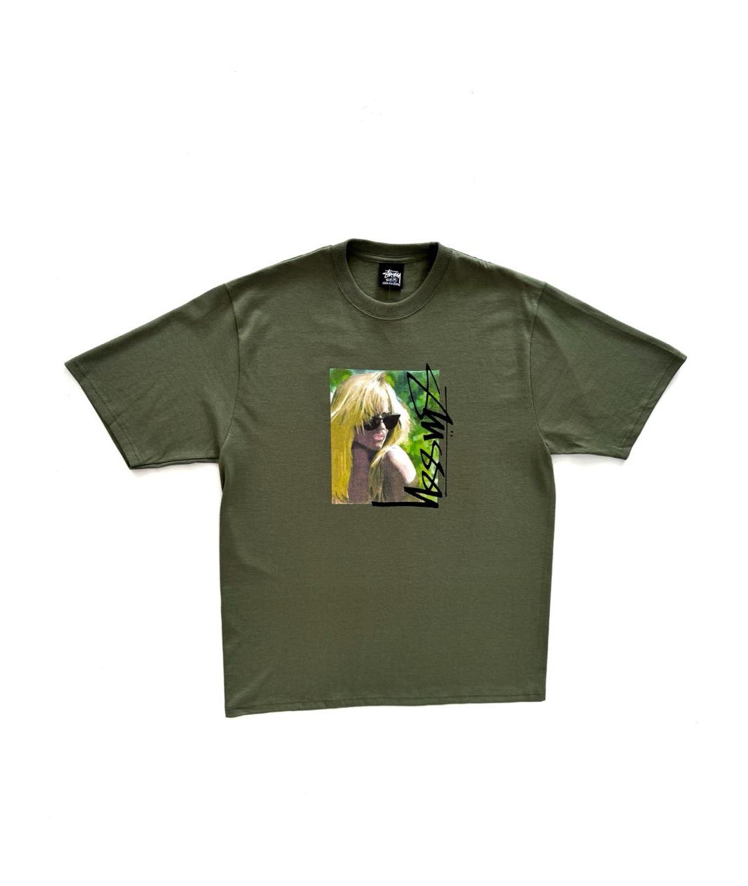 STUSSY Хаки хлопковая футболка, фото 1