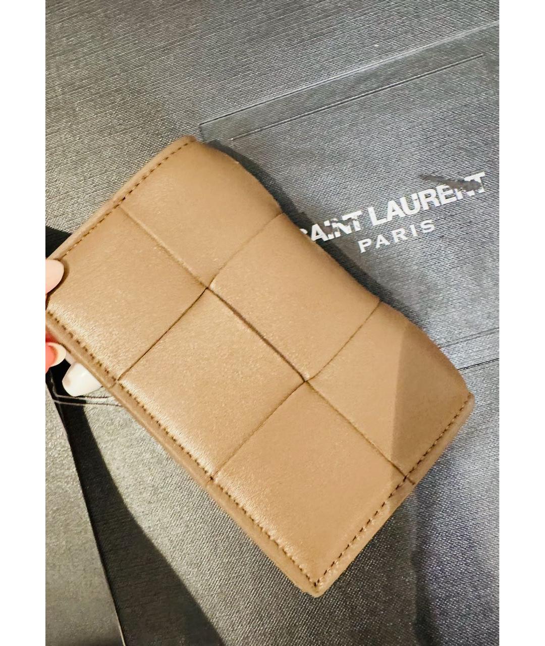 BOTTEGA VENETA Бежевый кожаный кошелек, фото 2