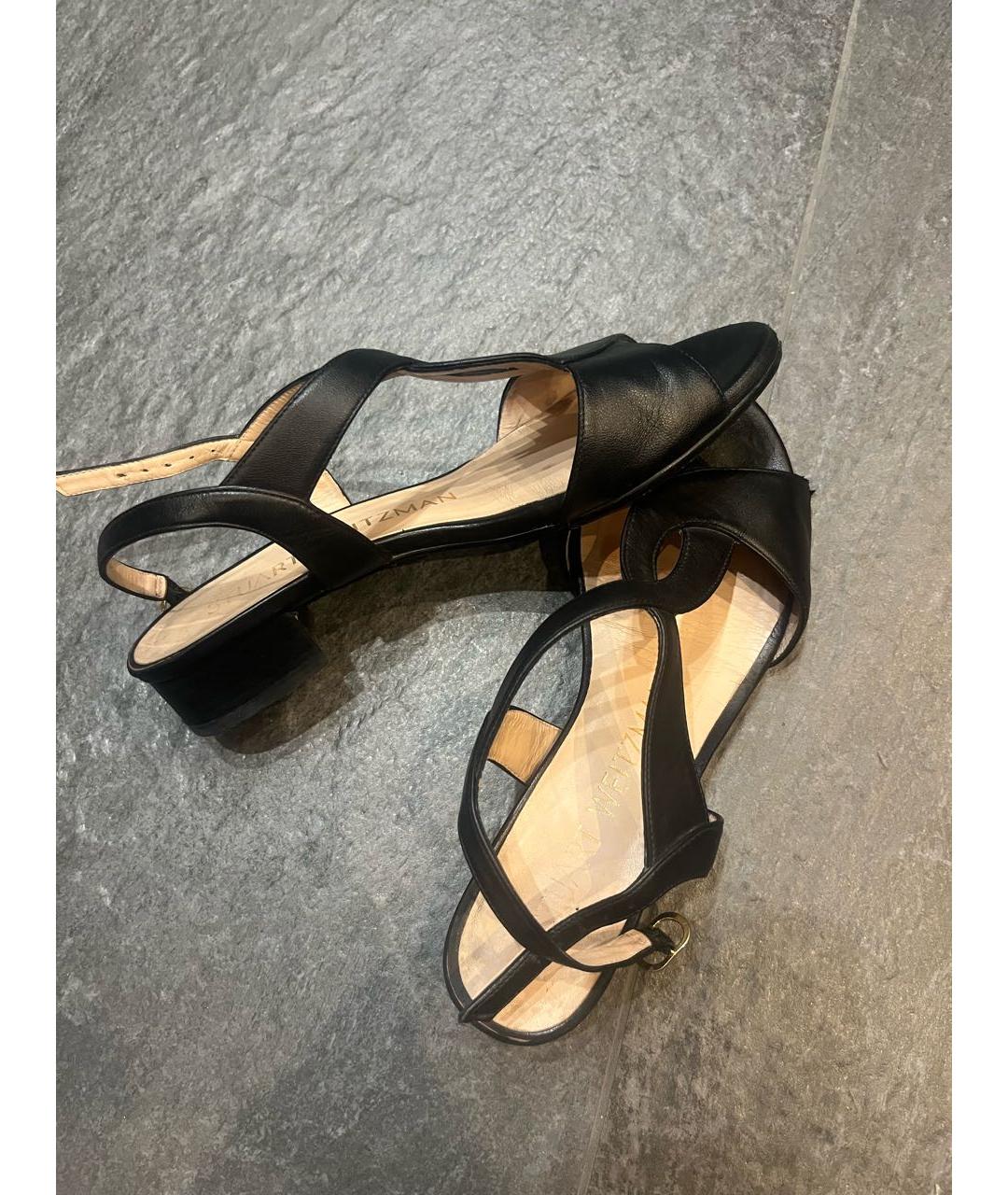 STUART WEITZMAN Черные кожаные босоножки, фото 3
