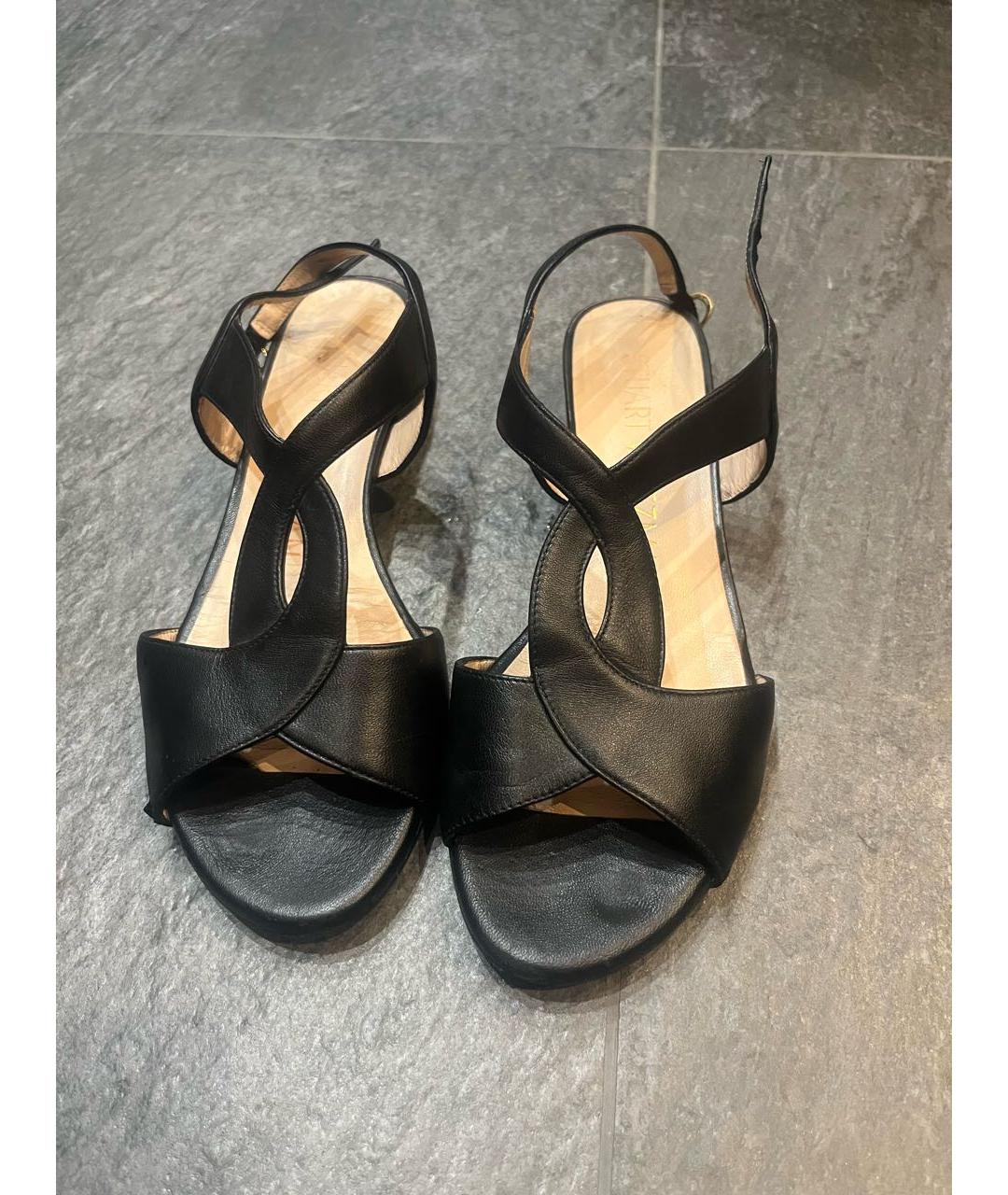 STUART WEITZMAN Черные кожаные босоножки, фото 4