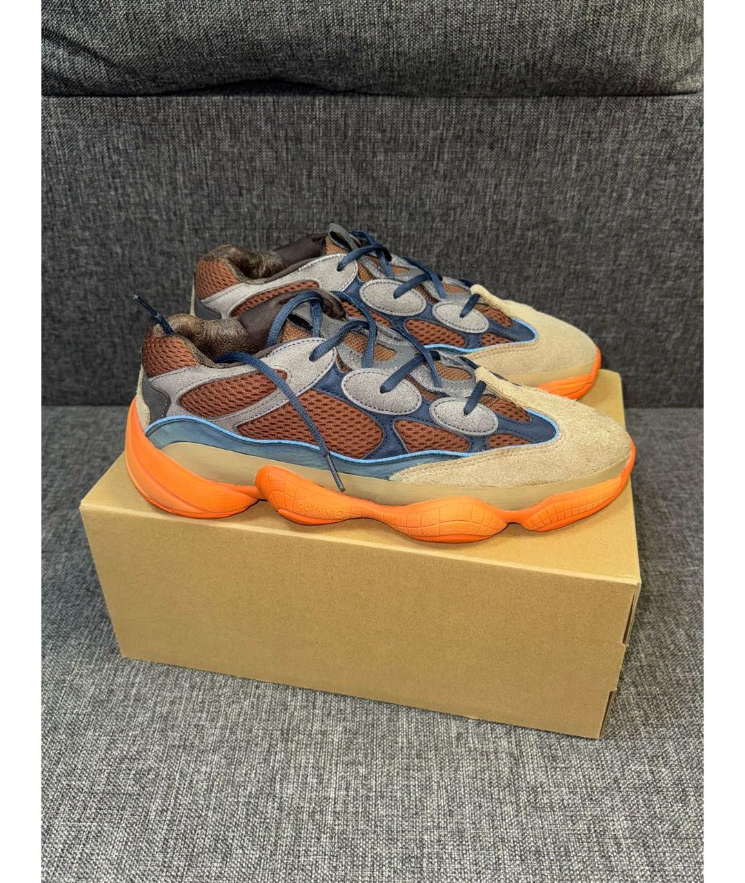 ADIDAS YEEZY Оранжевое замшевые низкие кроссовки / кеды, фото 2