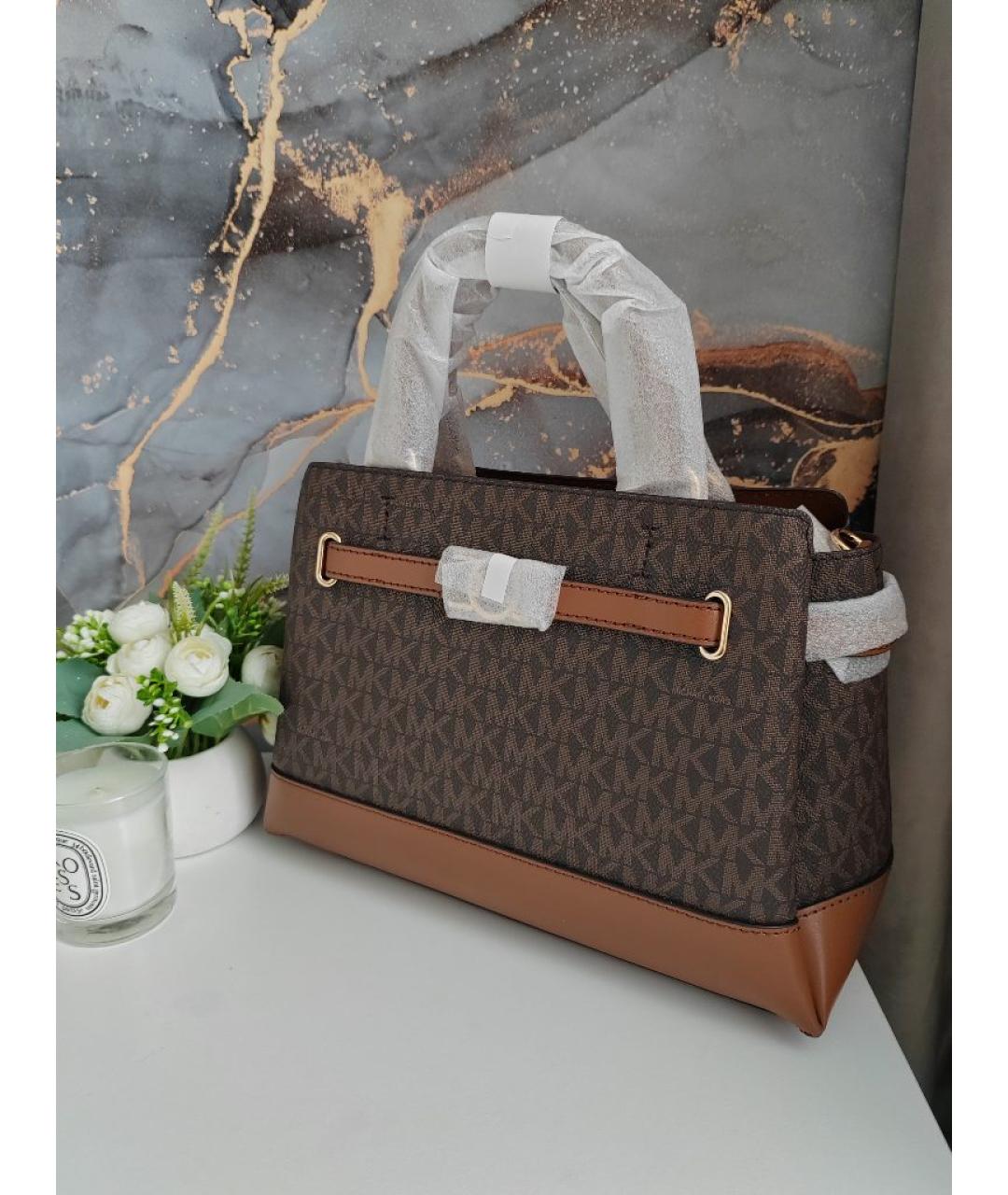 MICHAEL KORS Коричневая сумка с короткими ручками из искусственной кожи, фото 4