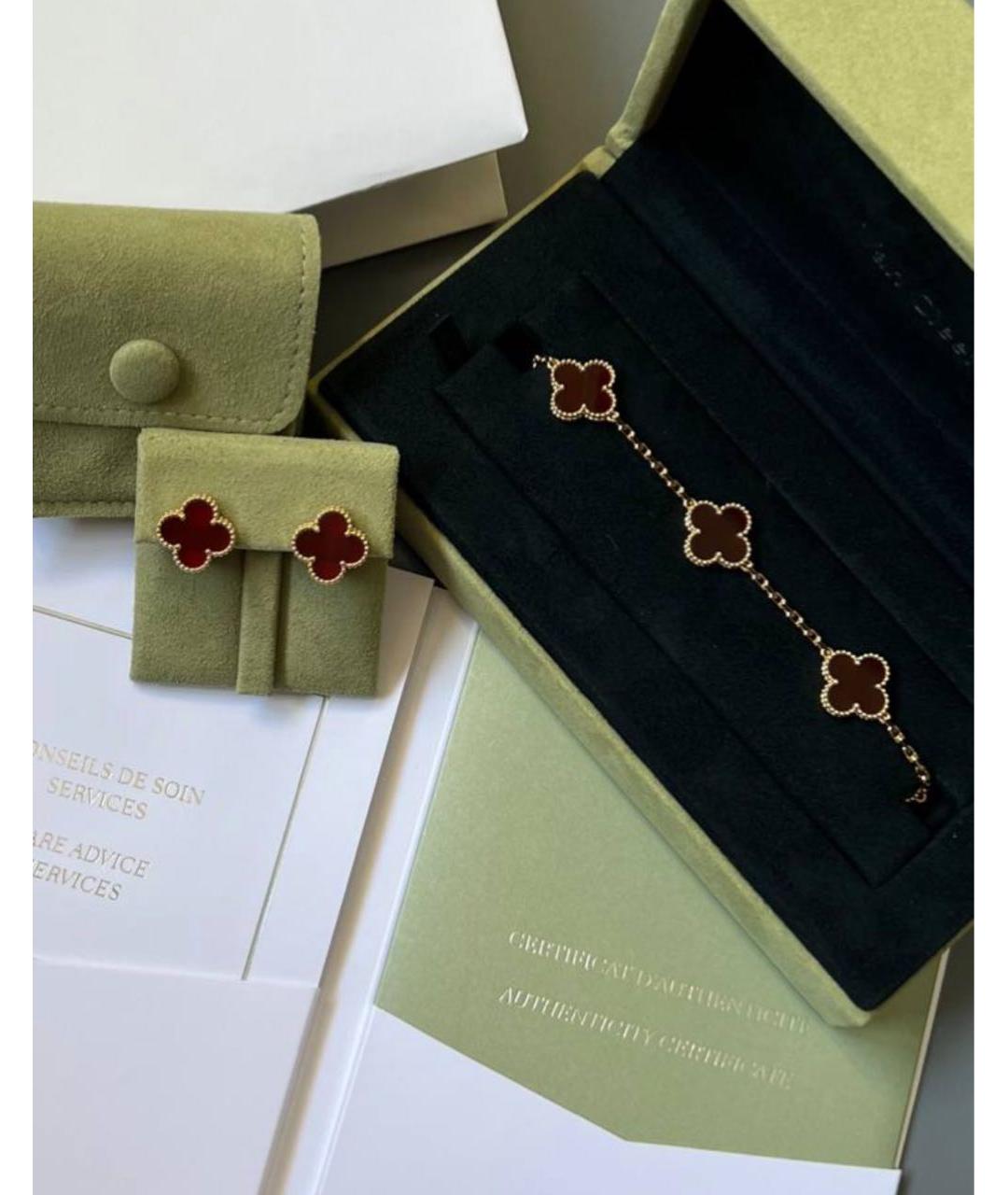 VAN CLEEF & ARPELS Бордовые серьги из желтого золота, фото 2
