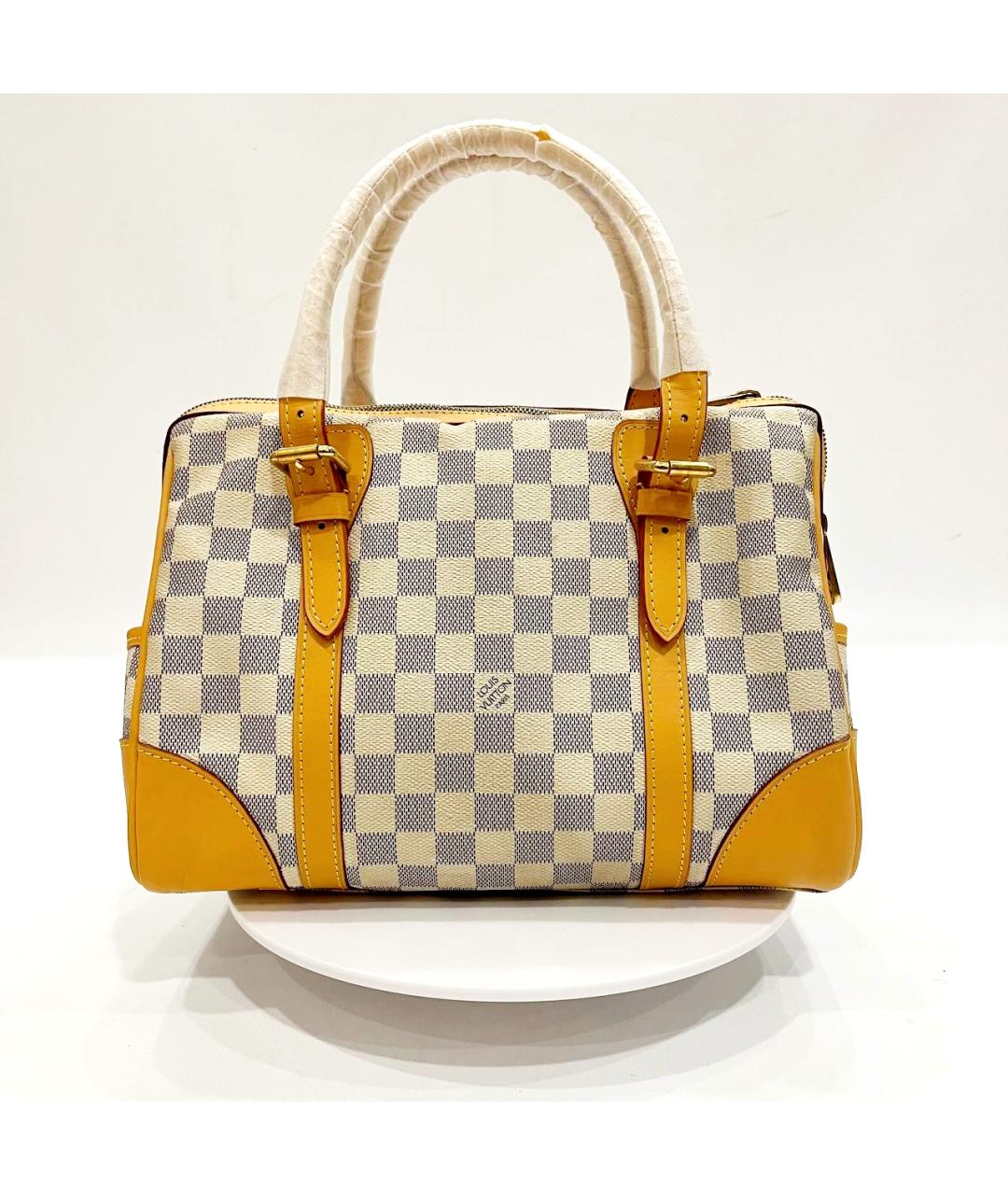 LOUIS VUITTON Бежевая кожаная сумка с короткими ручками, фото 3