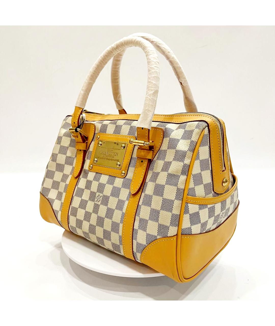 LOUIS VUITTON Бежевая кожаная сумка с короткими ручками, фото 4