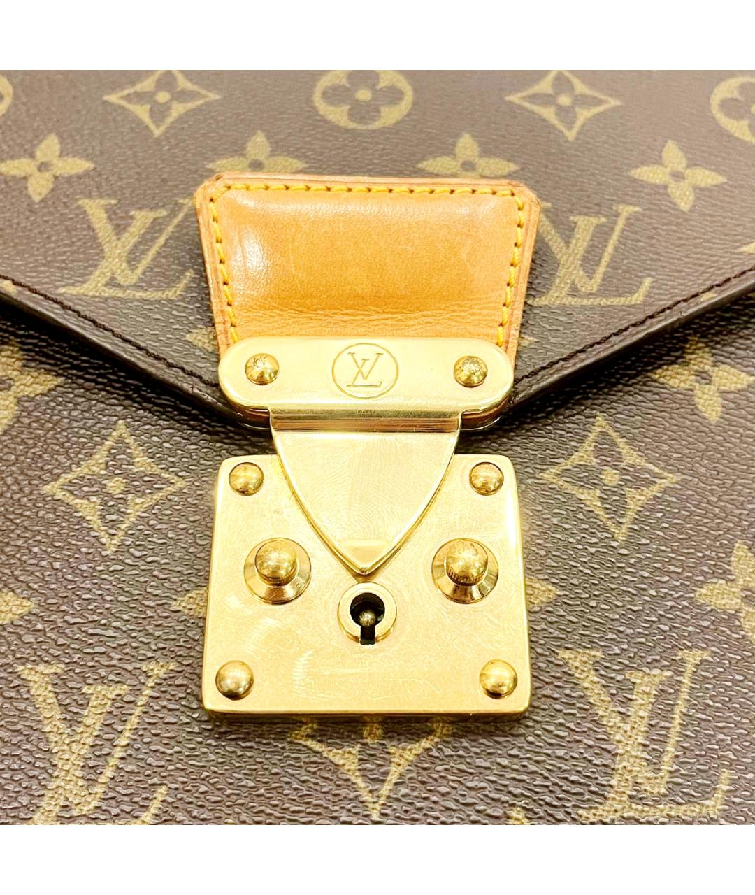 LOUIS VUITTON Коричневый кожаный портфель, фото 8