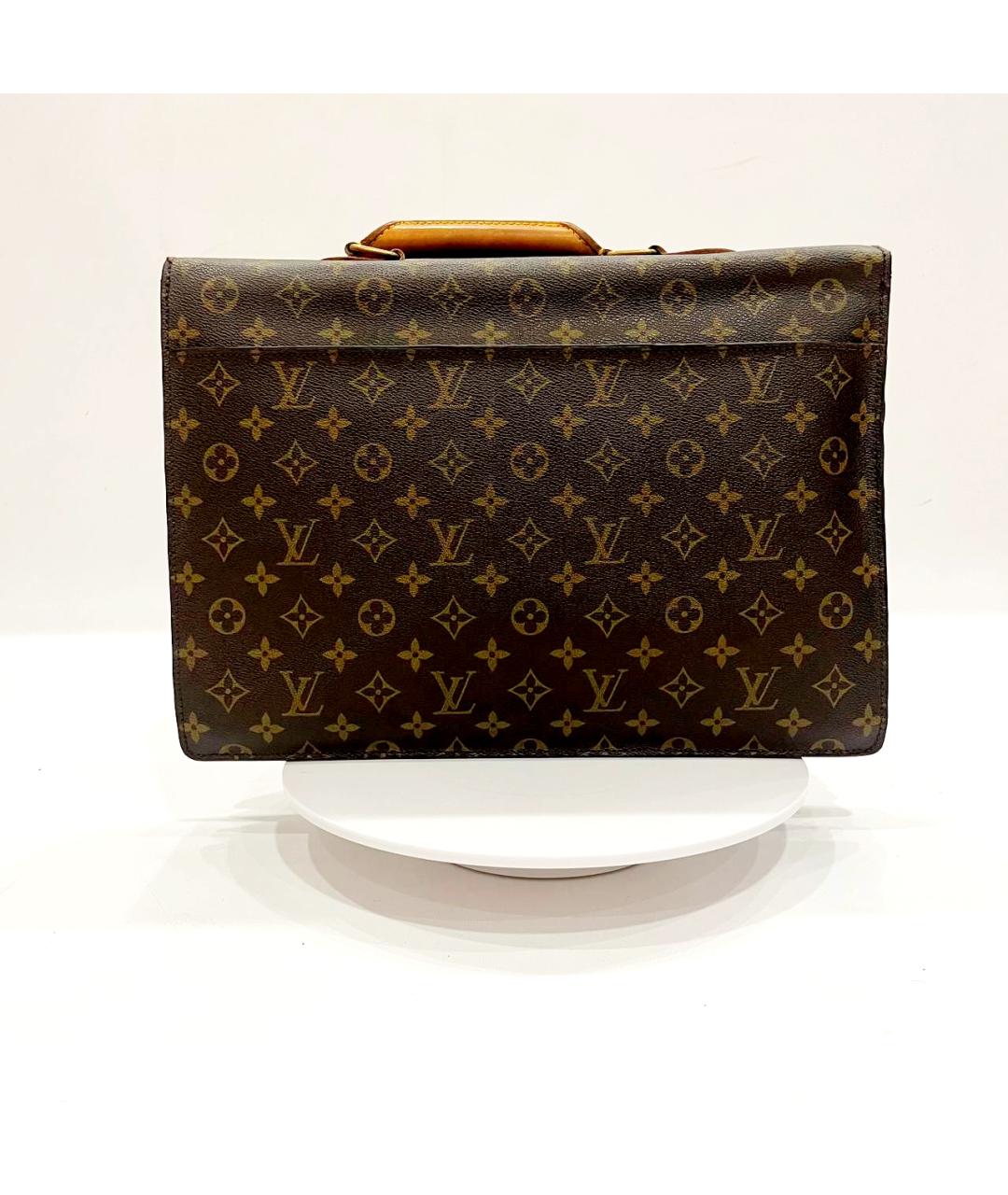 LOUIS VUITTON Коричневый кожаный портфель, фото 6