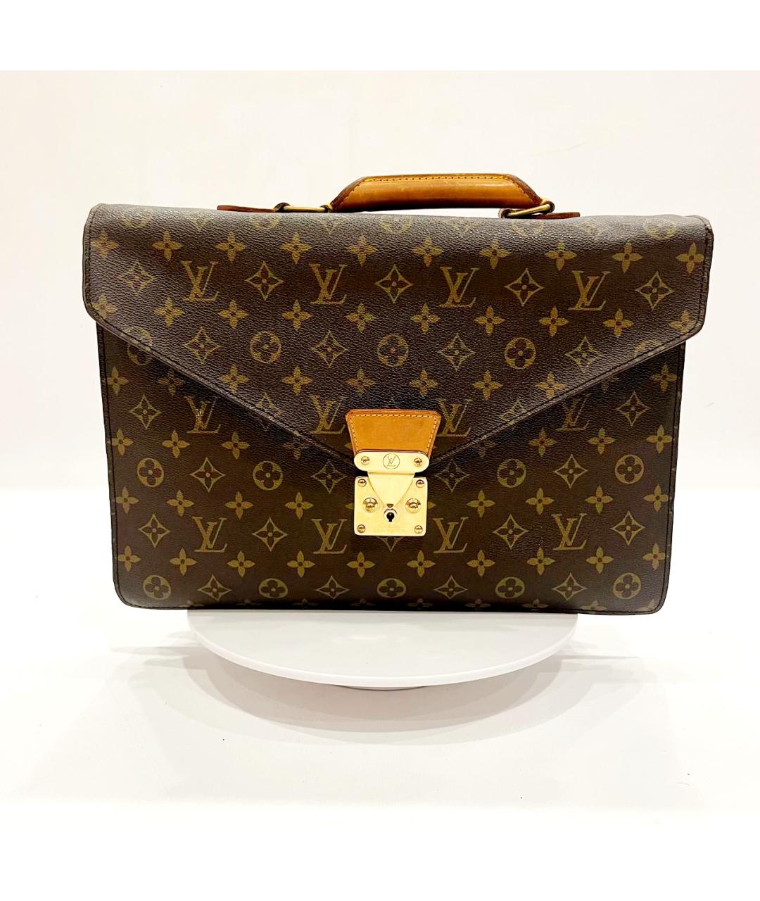 LOUIS VUITTON Коричневый кожаный портфель, фото 2