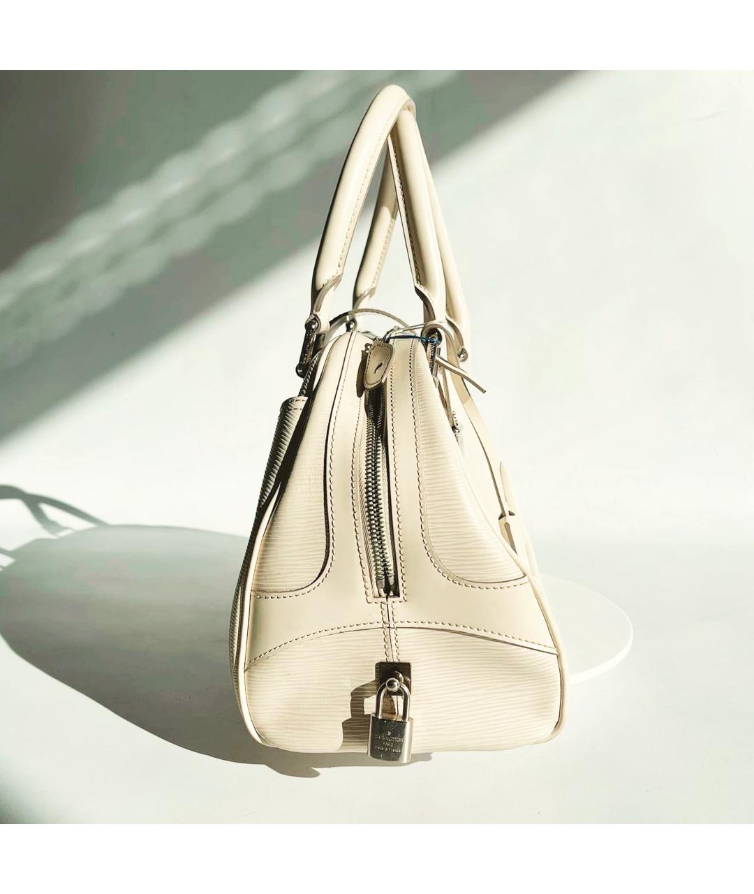 LOUIS VUITTON Белая кожаная сумка с короткими ручками, фото 4