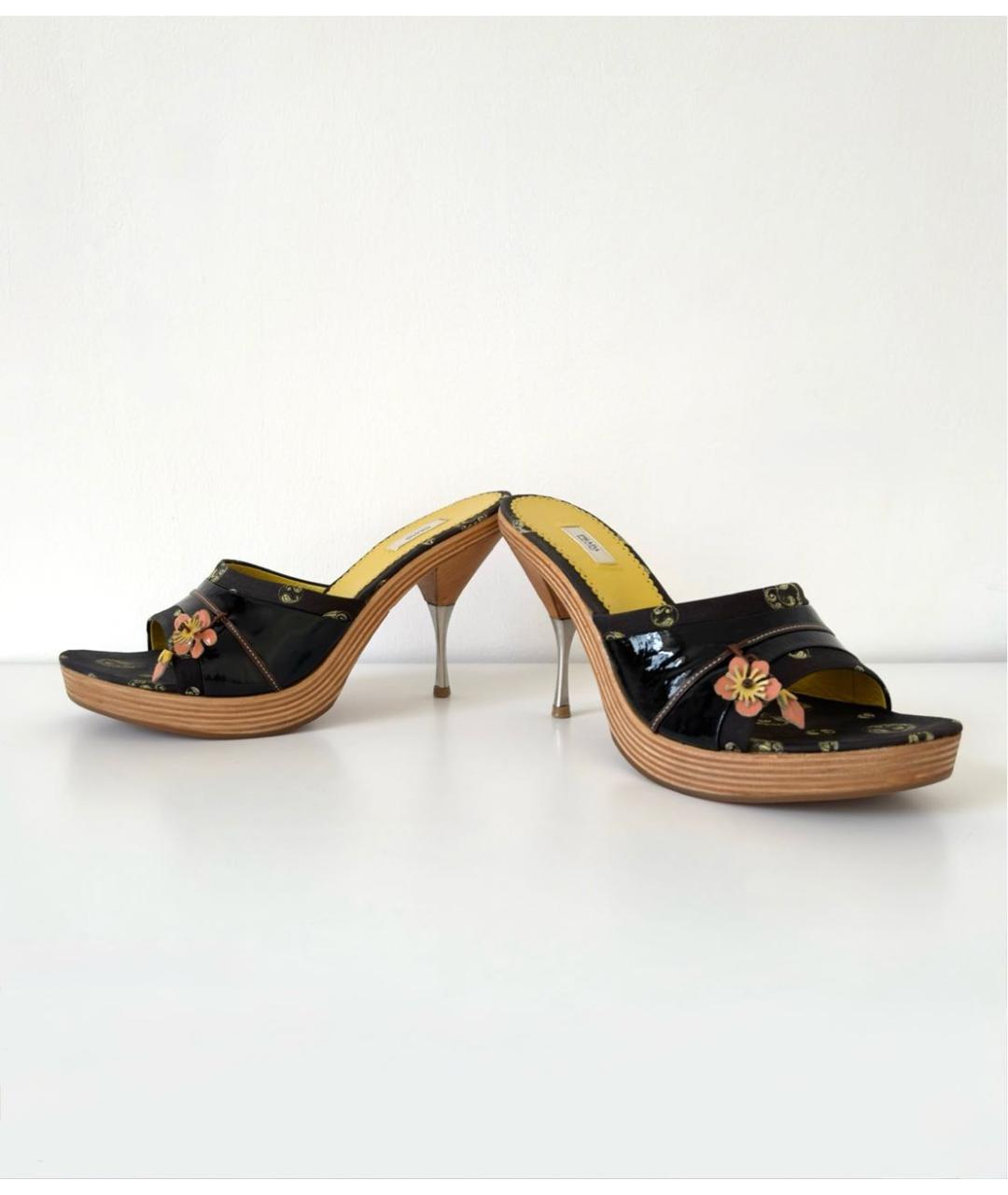 PRADA Черные текстильные сабо, фото 6