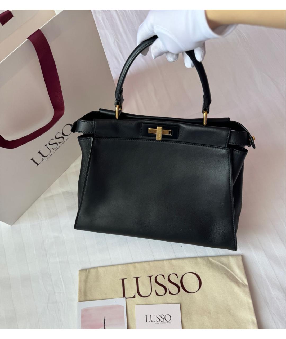FENDI Черная кожаная сумка тоут, фото 2