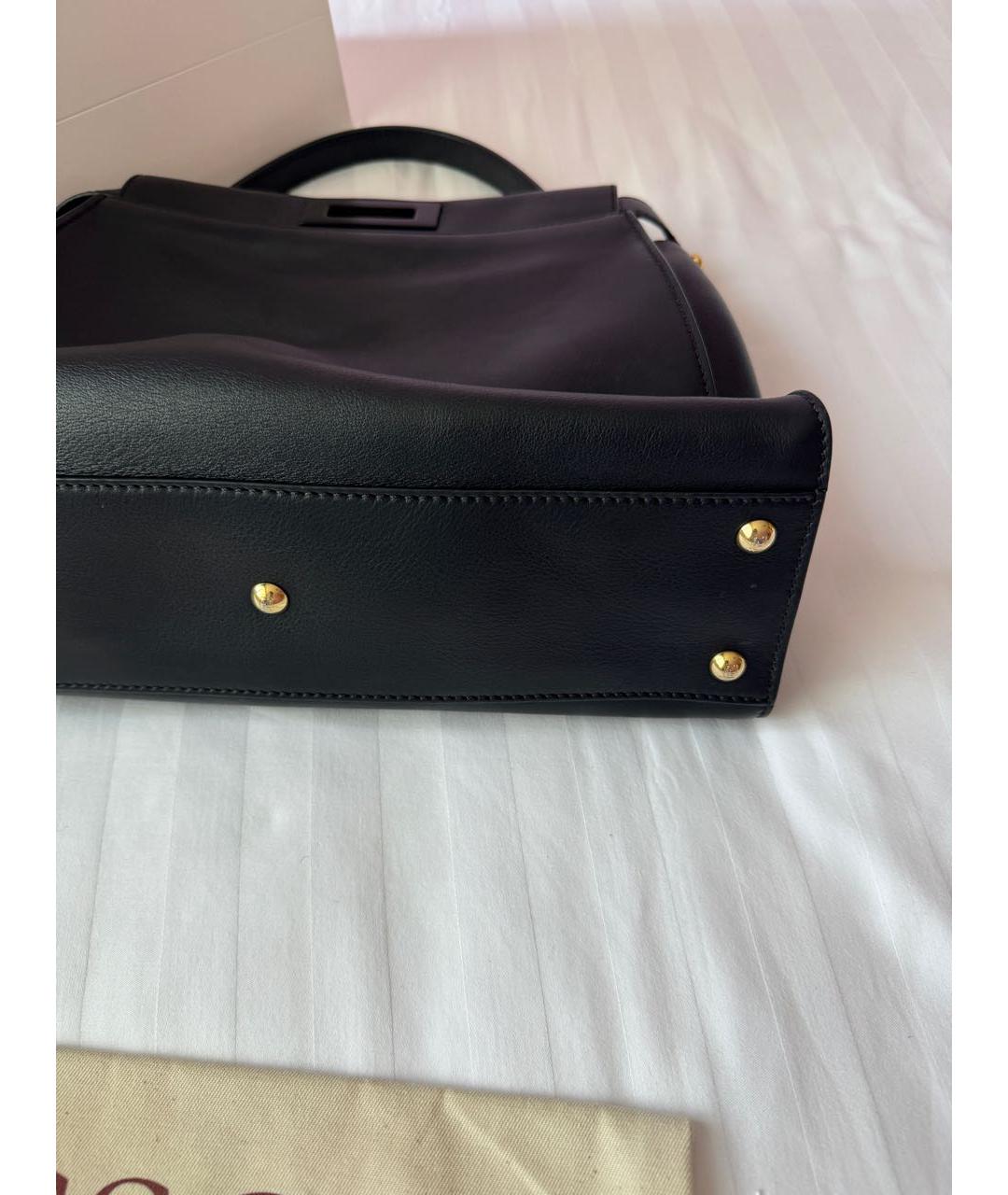 FENDI Черная кожаная сумка тоут, фото 8