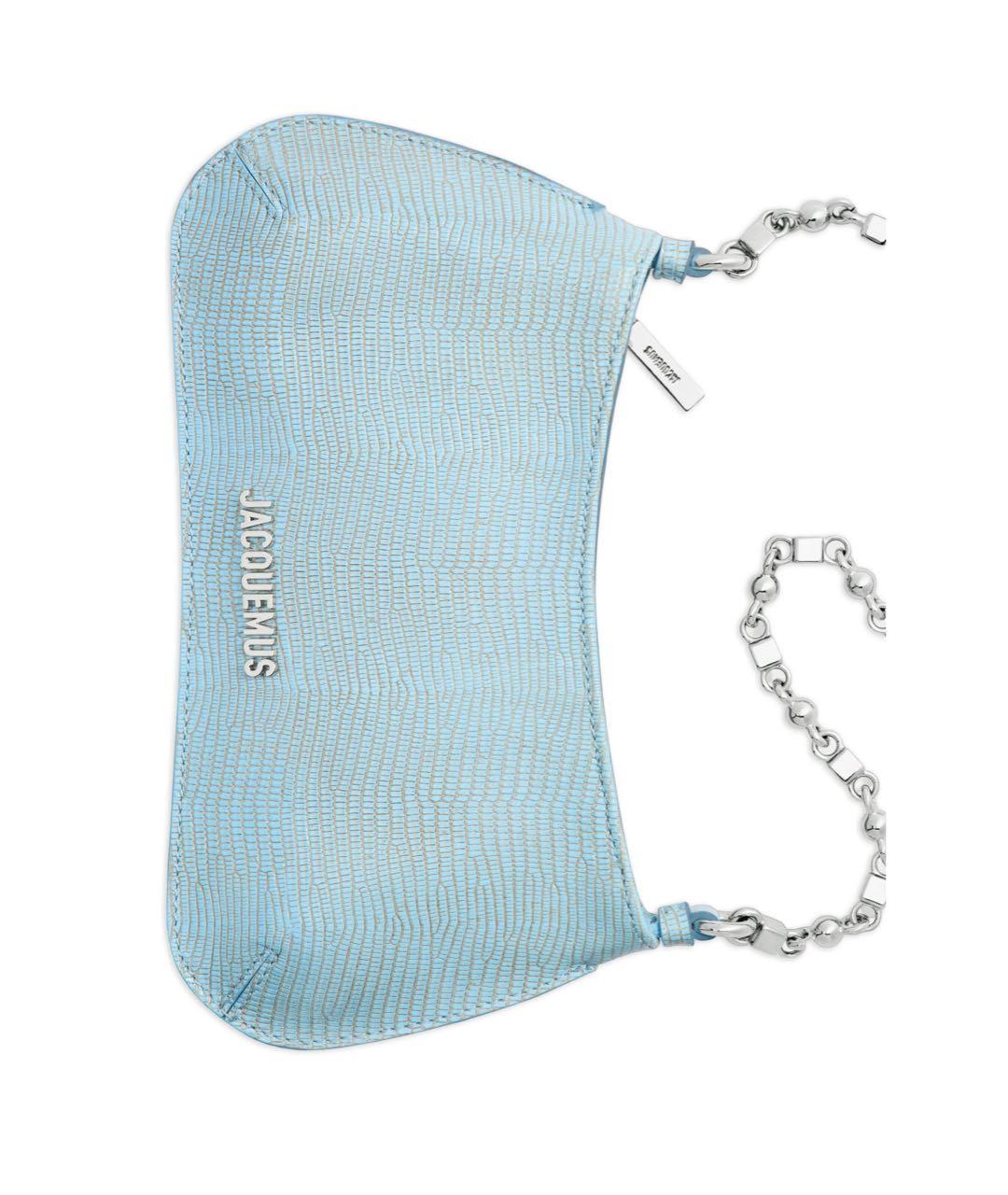 JACQUEMUS Голубая кожаная сумка с короткими ручками, фото 4