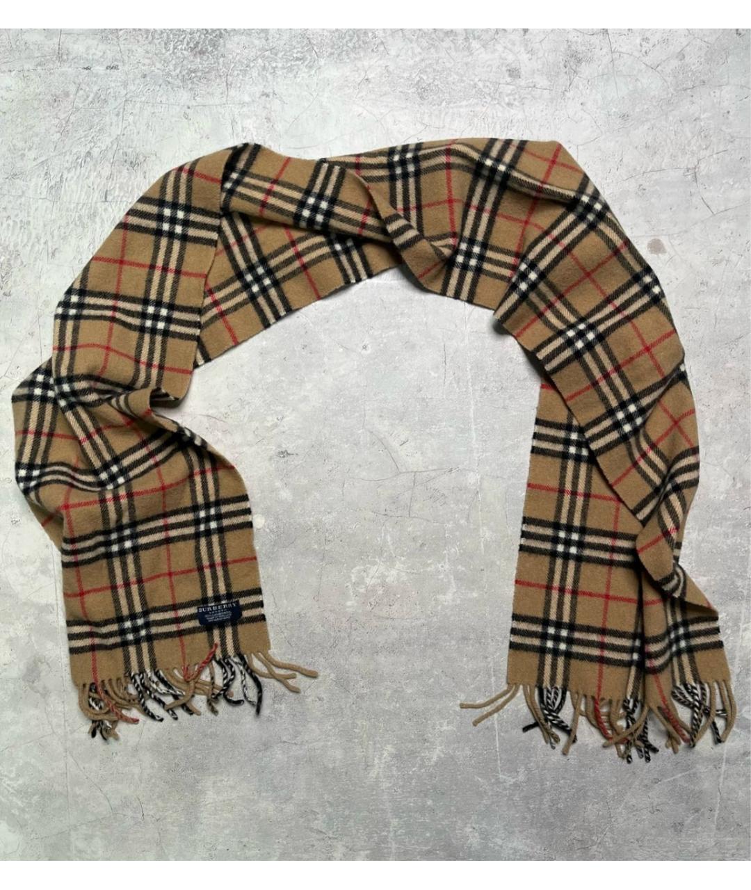 BURBERRY Коричневый шерстяной шарф, фото 2