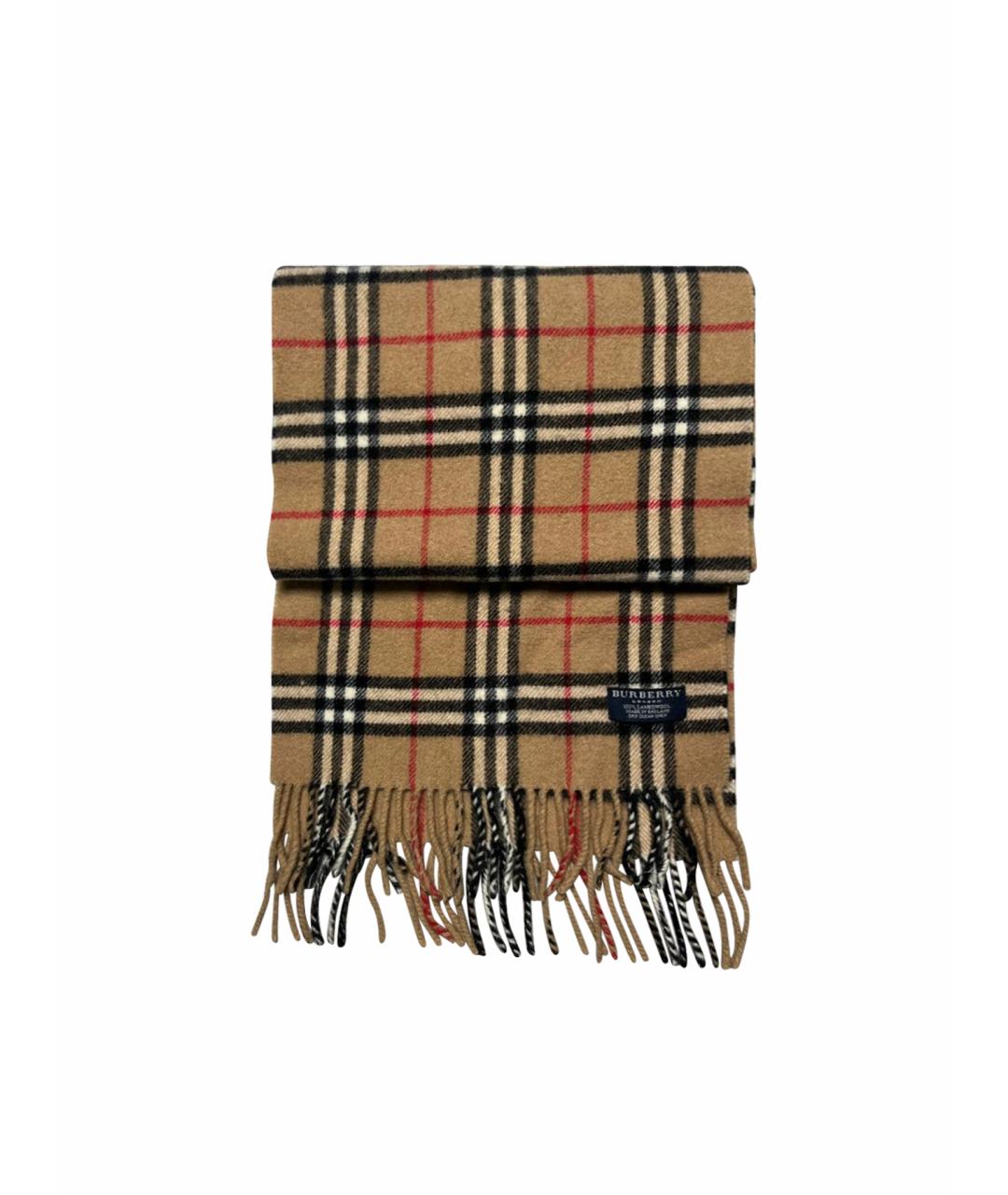 BURBERRY Коричневый шерстяной шарф, фото 1
