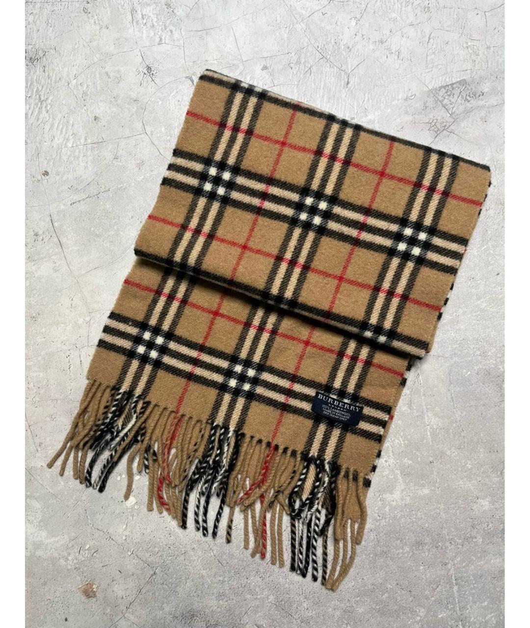 BURBERRY Коричневый шерстяной шарф, фото 5