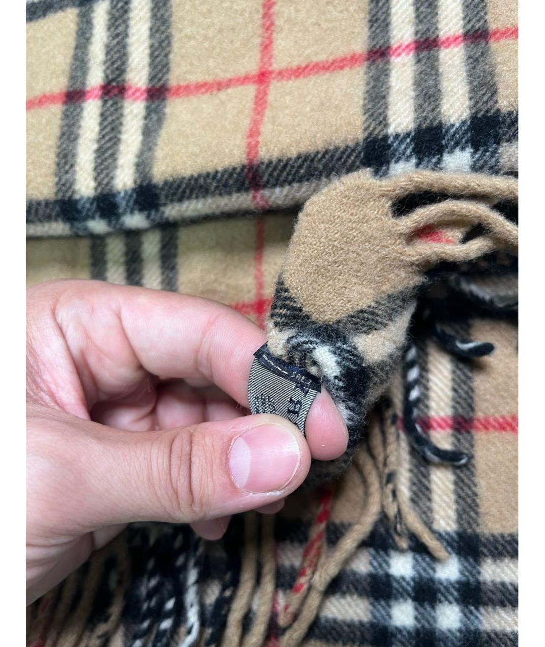 BURBERRY Коричневый шерстяной шарф, фото 3
