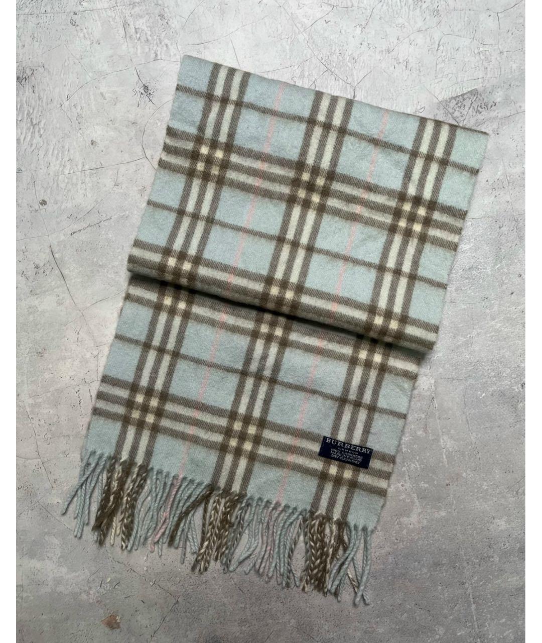 BURBERRY Голубой кашемировый шарф, фото 4