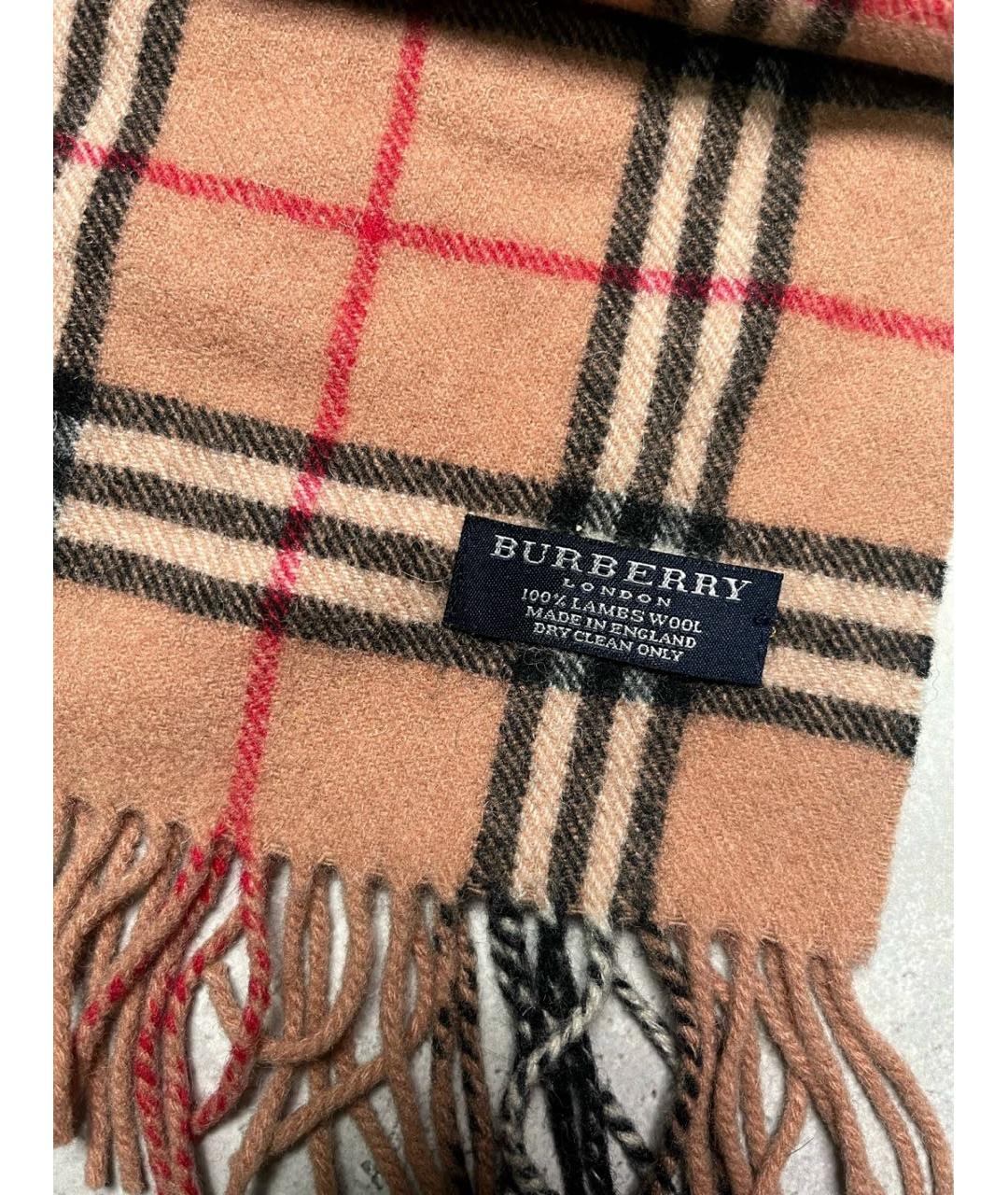 BURBERRY Коричневый шерстяной шарф, фото 2