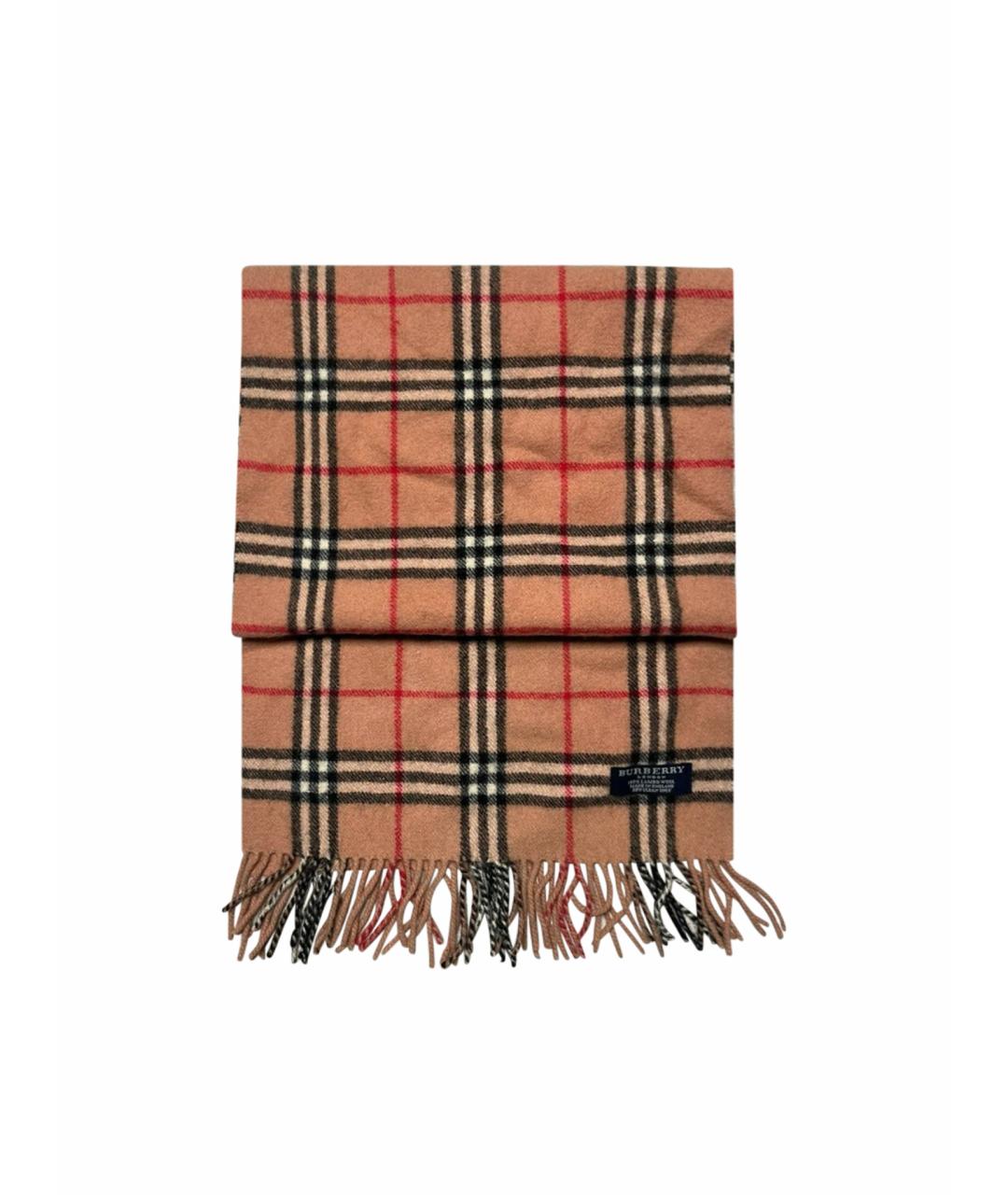 BURBERRY Коричневый шерстяной шарф, фото 1