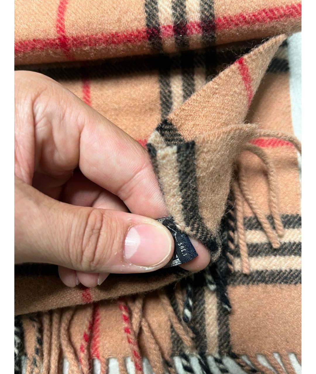 BURBERRY Коричневый шерстяной шарф, фото 3