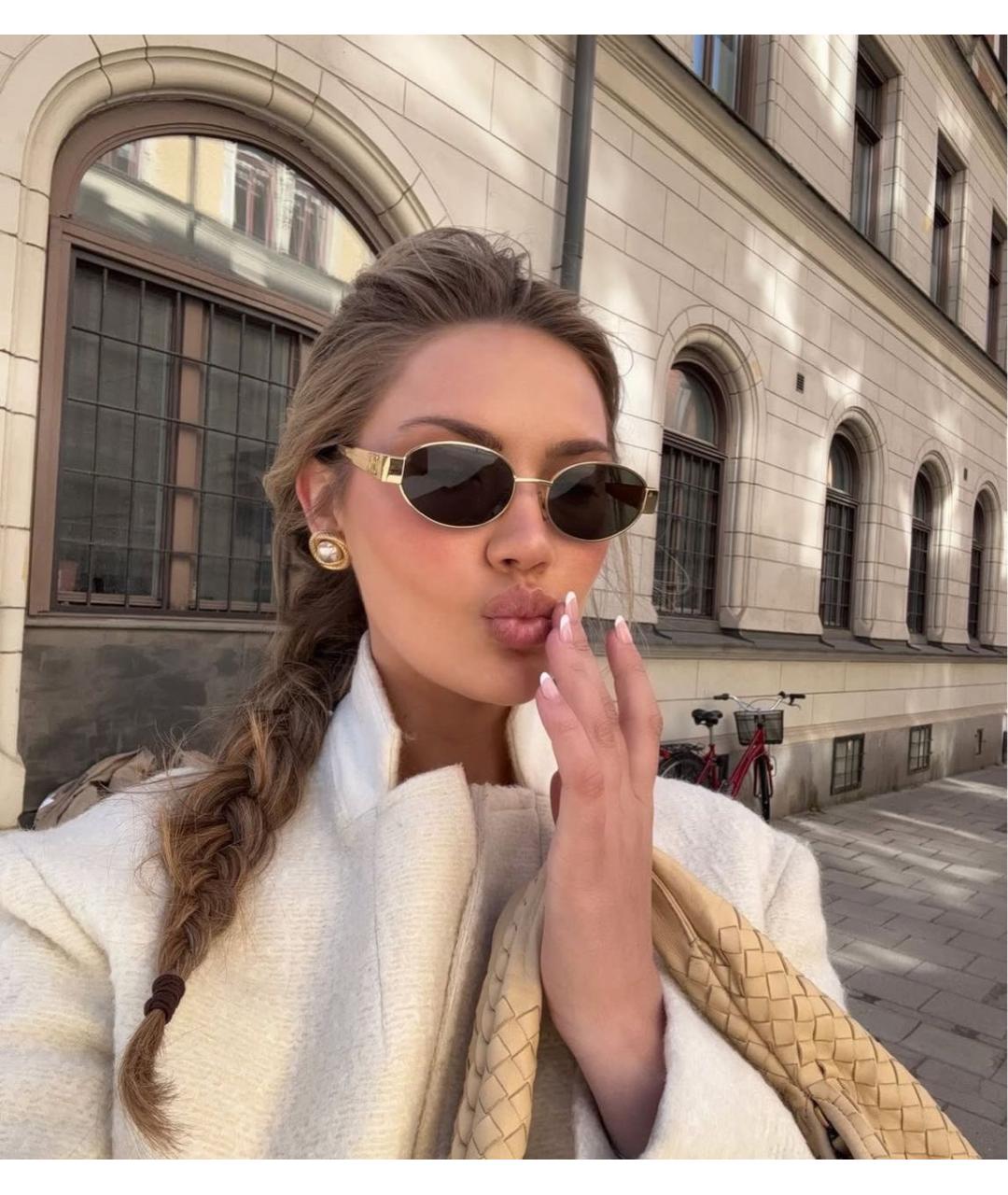 CELINE Золотые металлические солнцезащитные очки, фото 6