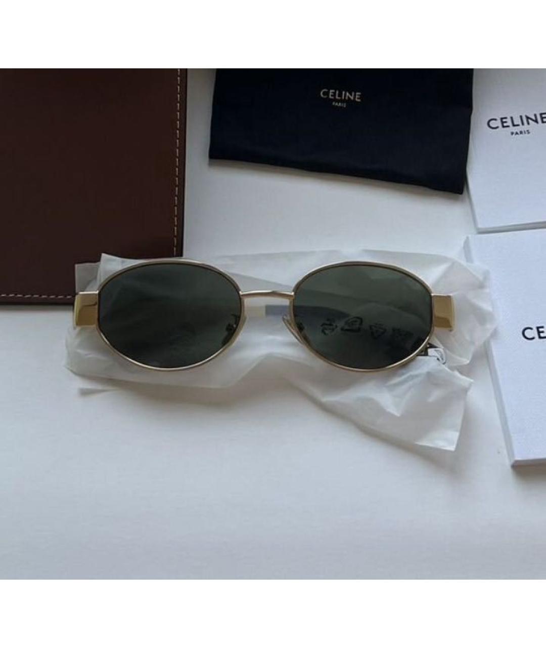 CELINE Золотые металлические солнцезащитные очки, фото 2