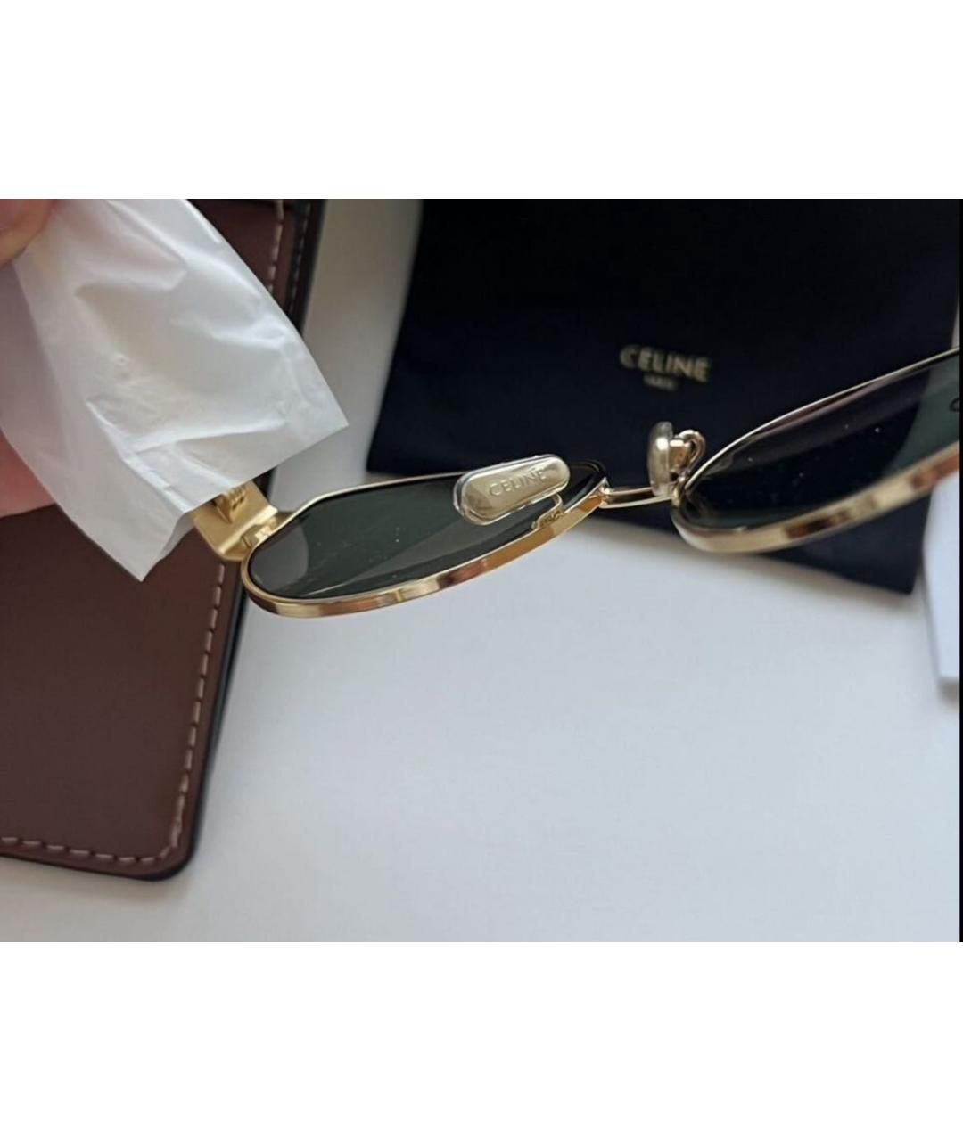 CELINE Золотые металлические солнцезащитные очки, фото 4