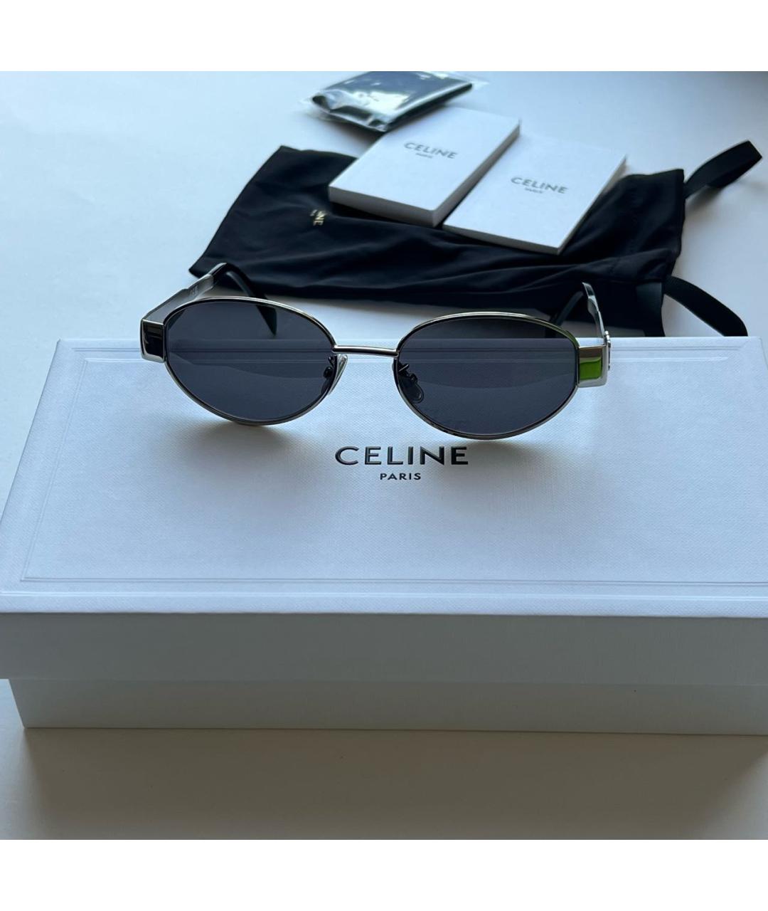 CELINE Серебряные металлические солнцезащитные очки, фото 2