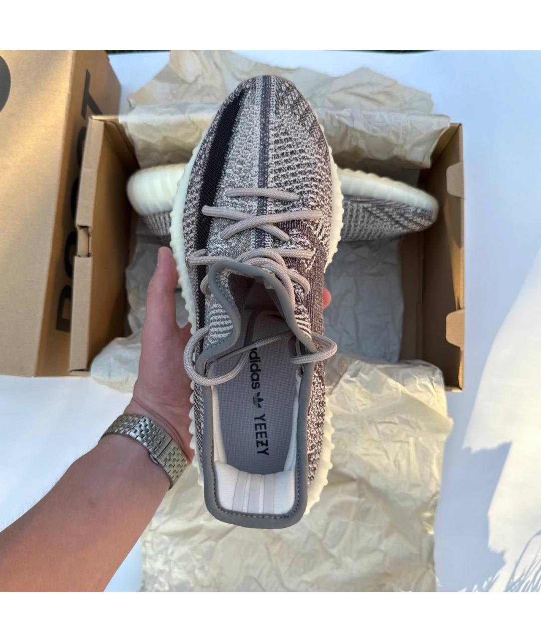 ADIDAS YEEZY Серые текстильные низкие кроссовки / кеды, фото 5