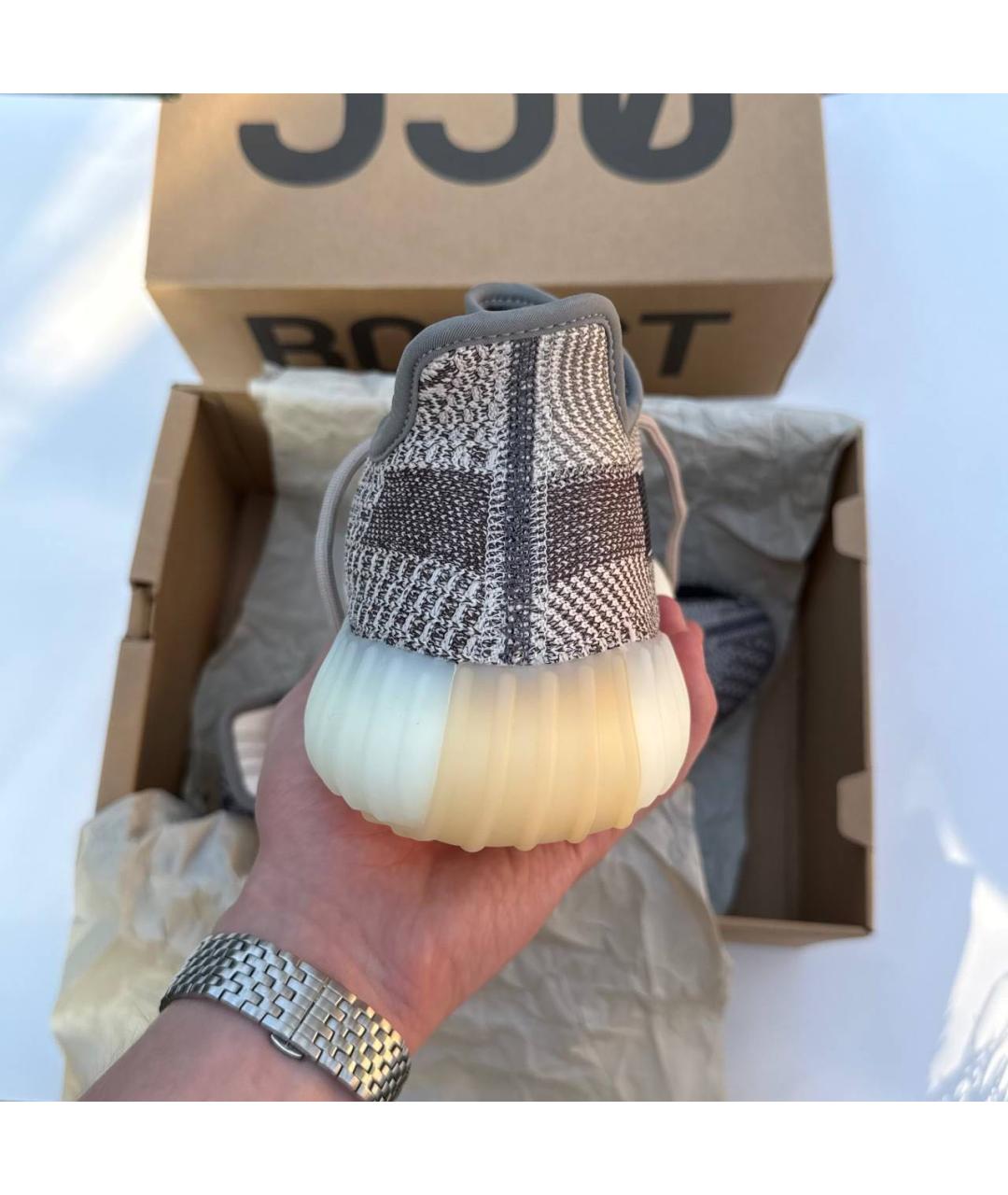 ADIDAS YEEZY Серые текстильные низкие кроссовки / кеды, фото 6