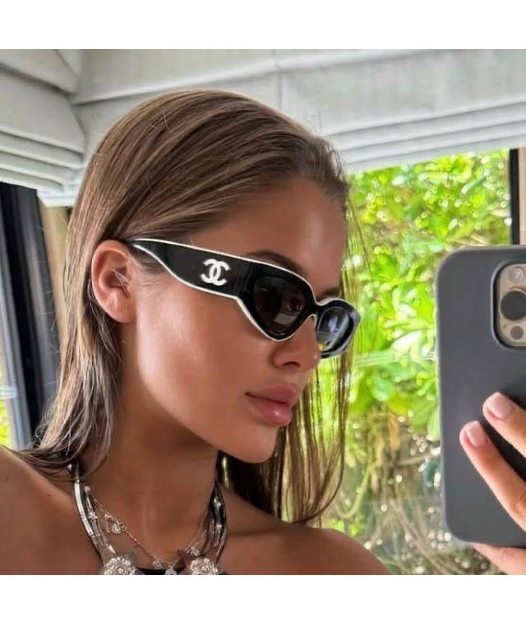 CHANEL Черные пластиковые солнцезащитные очки, фото 2