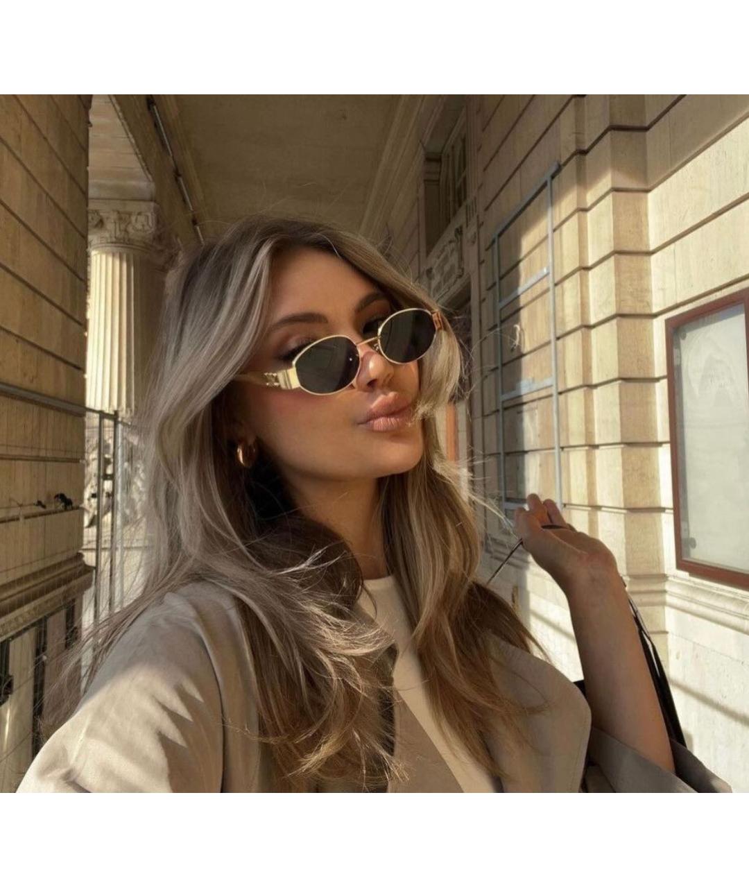 CELINE Золотые металлические солнцезащитные очки, фото 5