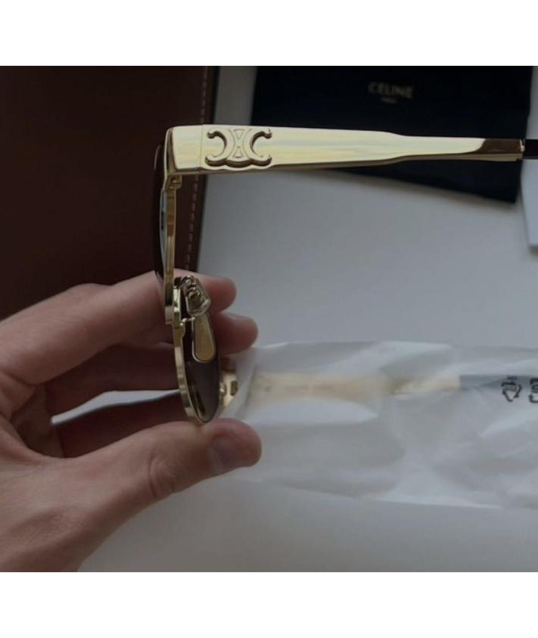CELINE Золотые металлические солнцезащитные очки, фото 3