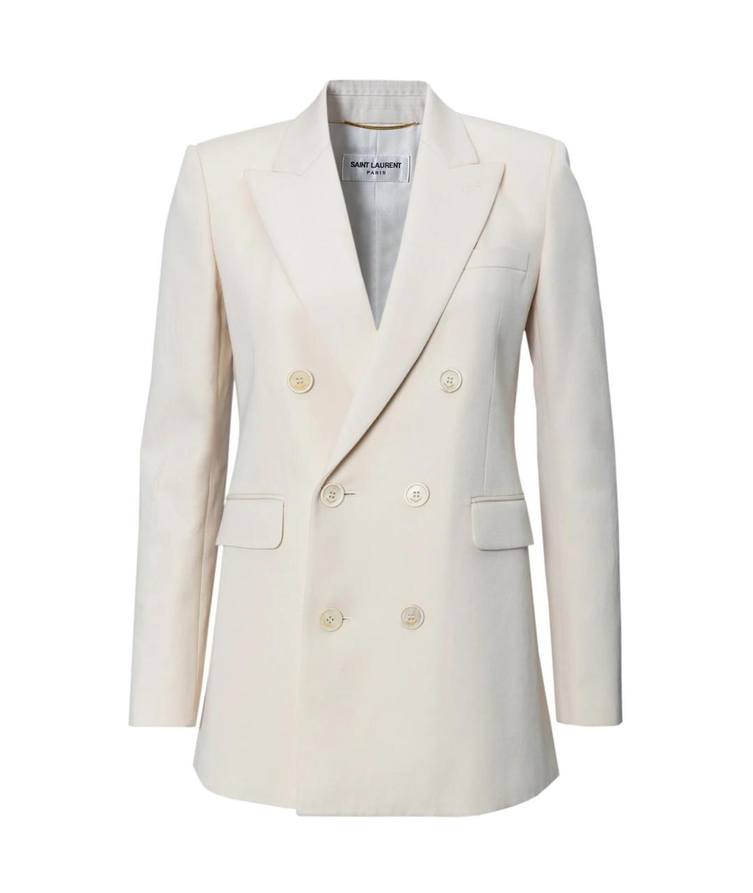 SAINT LAURENT Белый шерстяной жакет/пиджак, фото 1