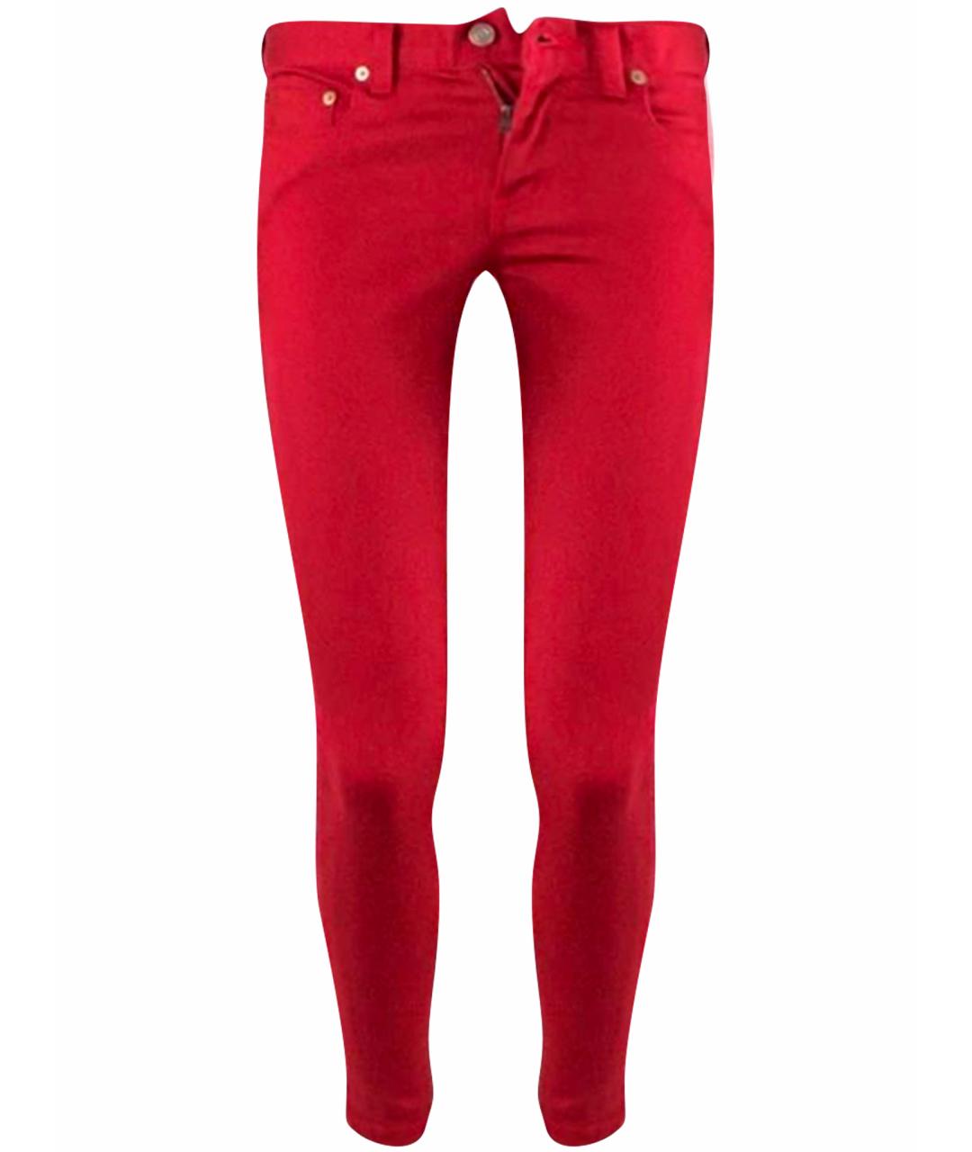 SAINT LAURENT Красные хлопковые прямые джинсы, фото 1